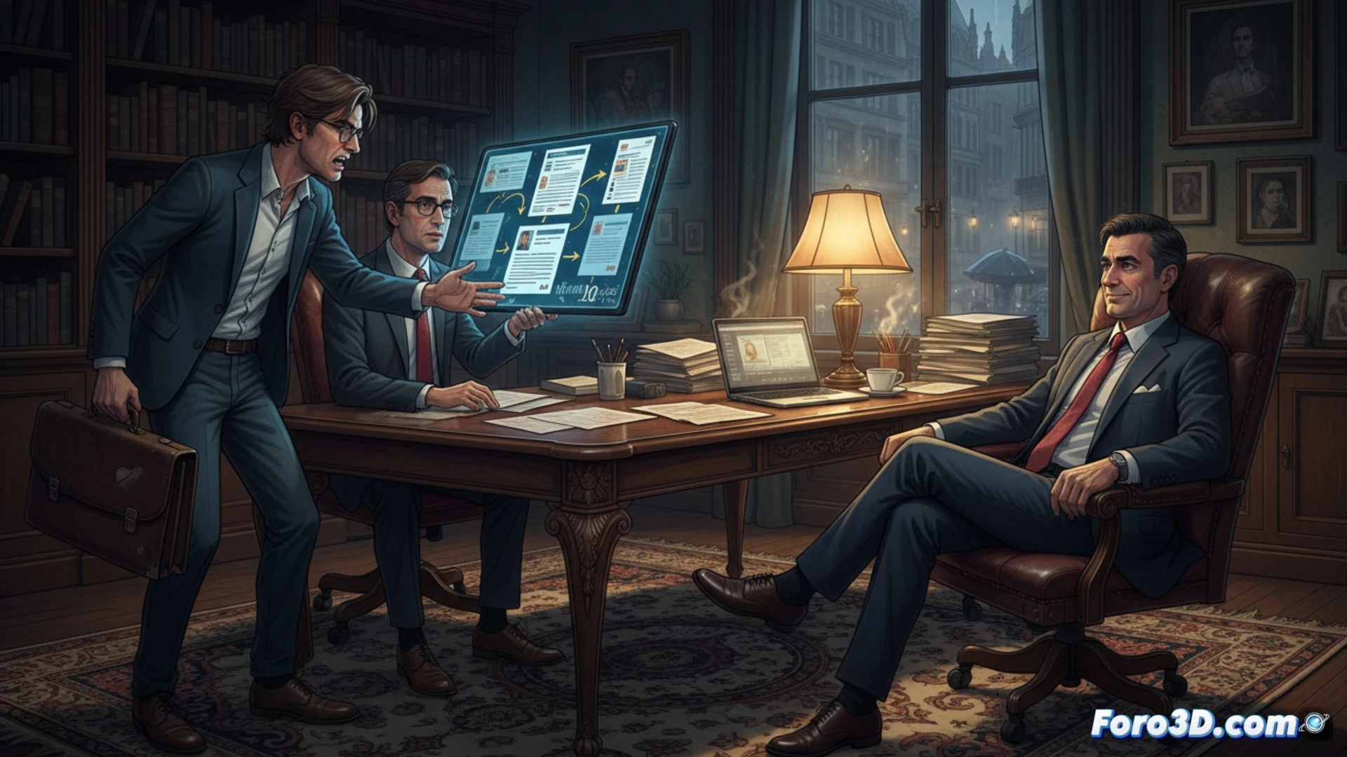 governmental office interior, a woman candidate pointing at a printed job description document on a desk while holding a red marker, highlighting specific requirements circled on the paper, a framed official seal on the wall behind her, a computer screen showing a blurred personnel selection form, folders labeled with different applicant names scattered around, dramatic overhead lighting casting shadows, tense atmosphere, photorealistic cinematic style, shallow depth of field focusing on the marker and document, technical illustration of bureaucratic process