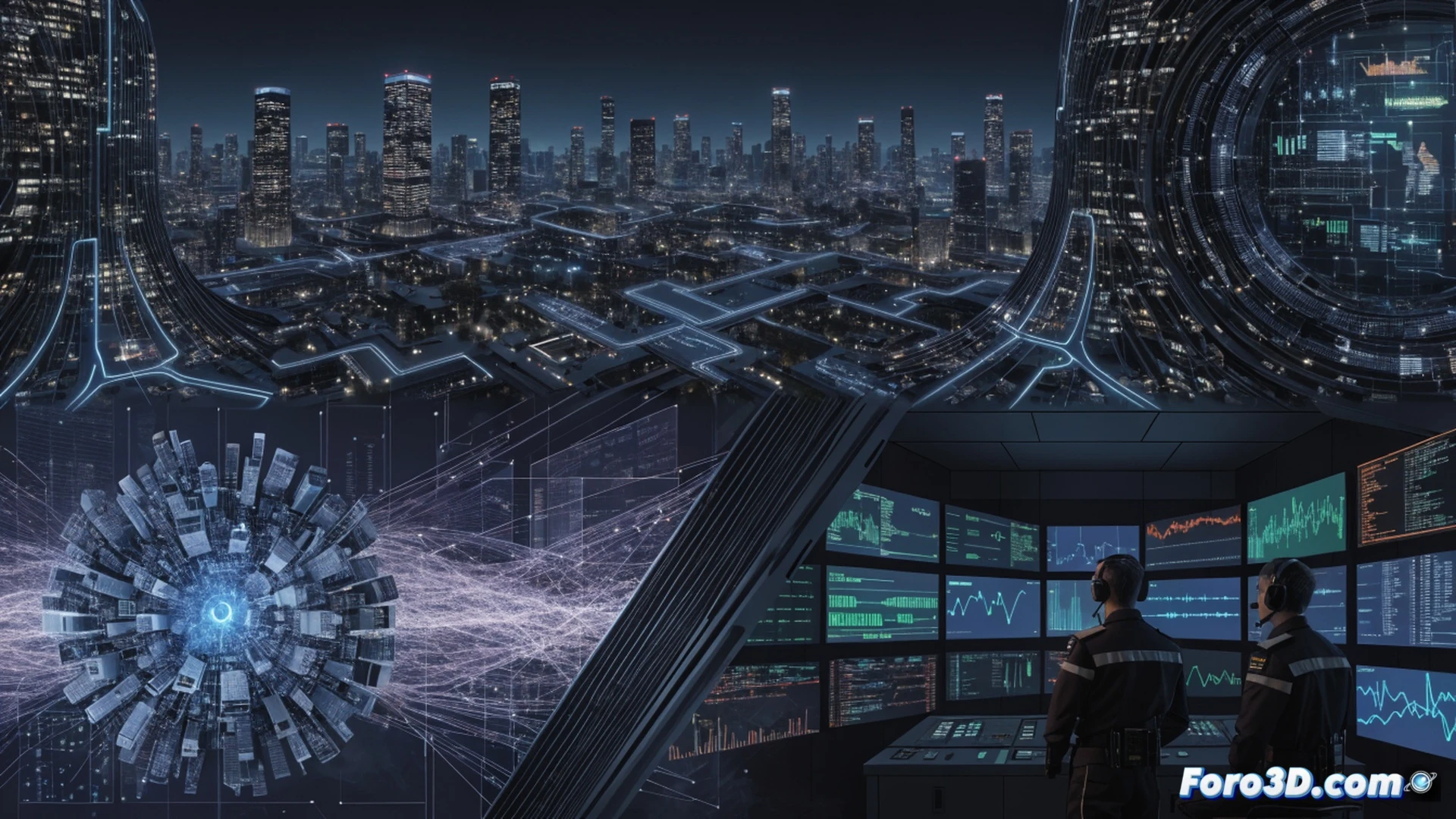 cinematic scene of a futuristic bank vault interior, holographic AI neural network scanning rows of digital currency stacks, glowing red cyberattack warning symbols appearing on a cracked glass monitor while robotic security arms activate, fiber optic cables pulsing with data streams connecting to a central supercomputer, photorealistic technical illustration, dramatic shadows from emergency lights, metallic surfaces reflecting code fragments, ultra-detailed hardware components, high-contrast industrial lighting