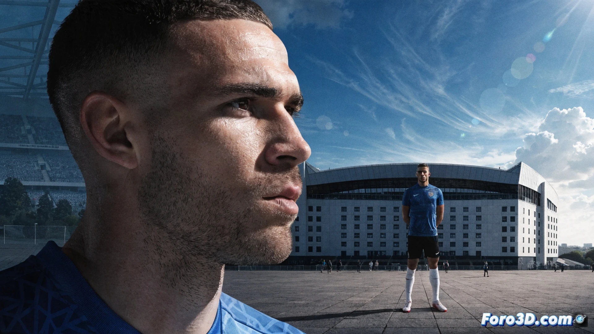 Rangers FC central defender Ben Godfrey in motion during a Serie A training session, kicking a football while wearing Atalanta jersey and black boots, defensive stance with intense focus, green grass pitch under overcast Scottish sky, photorealistic sports photography style, dynamic action pose, sweat droplets visible on face, muscular leg muscles tensed during kick, detailed stitching on football, stadium stands blurred in background, dramatic low-angle shot emphasizing power and determination, cinematic lighting with natural shadows, ultra-detailed fabric texture on kit.