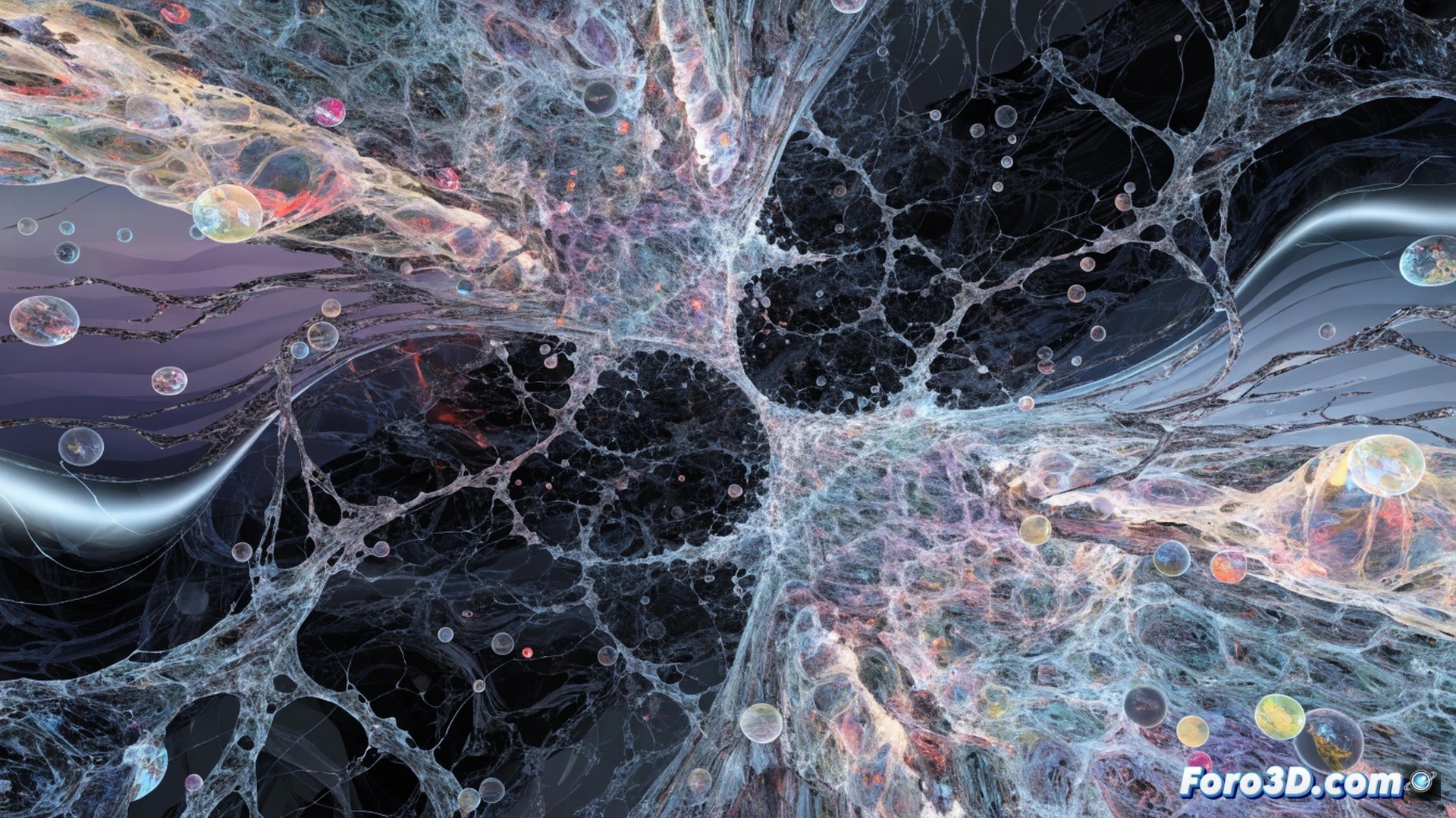 bio-glitch organic network, glowing fractal branches extending through dark space, vesicle-like data packets traveling along neural pathways, each vesicle distorting spacetime with luminous ripples, senescent cells fracturing into particles of living light, digital-biological fusion shown as translucent membranes containing pulsating code, microscopic view of information reconfiguration in real-time, technical illustration style, bioluminescent cyan and magenta highlights, deep black background with subtle grid lines, photorealistic cellular structures blending with circuit board patterns, cinematic volumetric lighting, particle trails showing data flow direction, ultra-detailed organic-mechanical hybrid textures