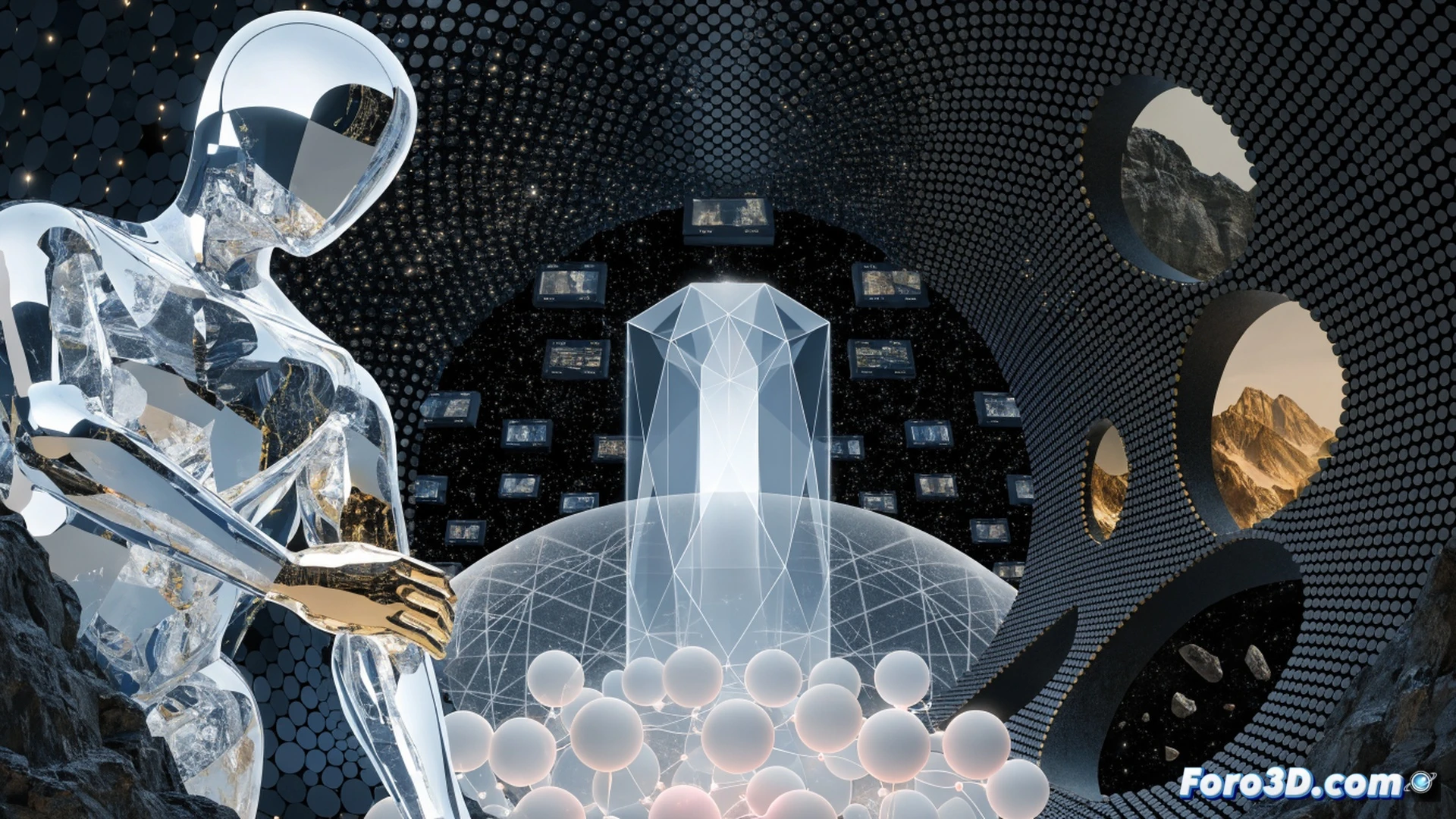 cinematic scene of six holographic animation frames floating above a circular I Ching trigram display, digital memory fragments dissolving into glowing binary code while a human silhouette reaches toward a translucent identity interface, futuristic Taipei cityscape visible through glass walls, motion capture sensors tracking hand gestures during the animation process, photorealistic technical illustration with neon cyan and magenta lighting, ultra-detailed holographic projections showing evolving human faces merging with circuit patterns, dramatic volumetric fog, reflective surfaces showing data streams, engineering visualization aesthetic