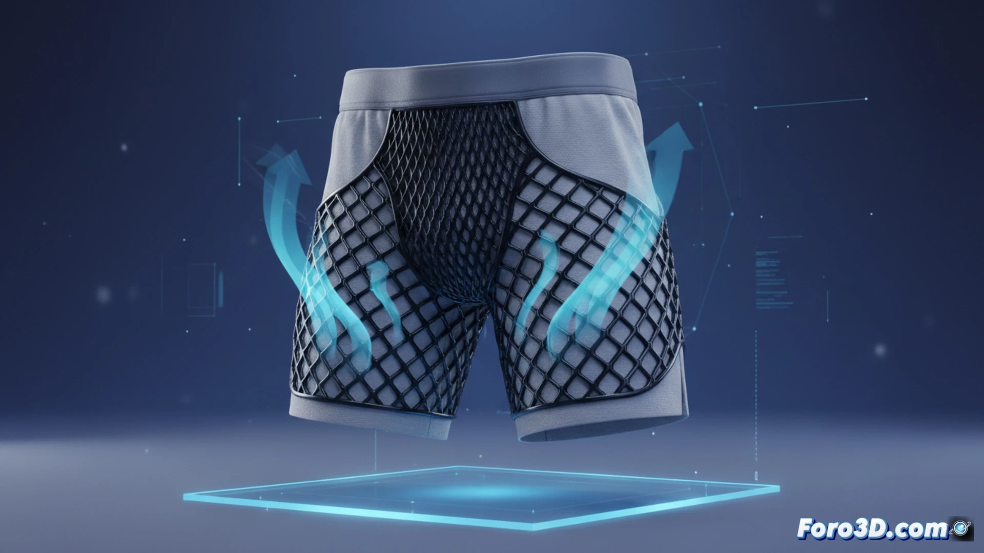 Braga térmica negativa 3D con estructura romboidal integrada en pantalones cortos para ventilación pasiva