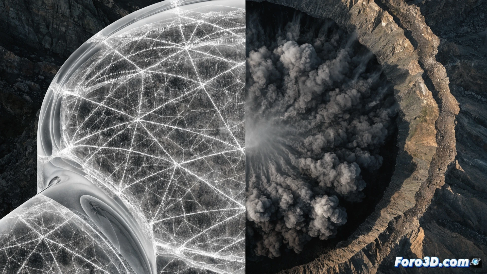 an extinct volcano crater emitting digital CO₂ receipts into the air, a giant holographic calculator floating above the crater showing carbon credits subtracted from industrial smokestacks, glowing green accounting ledgers wrapping around the volcano rim, while a 3D advertisement billboard next to the crater displays the volcano absorbing factory smoke in real-time, cinematic engineering visualization, photorealistic landscape with surreal financial elements, dramatic sunset lighting, ultra-detailed rock textures and holographic interfaces, technical illustration style with glowing data streams