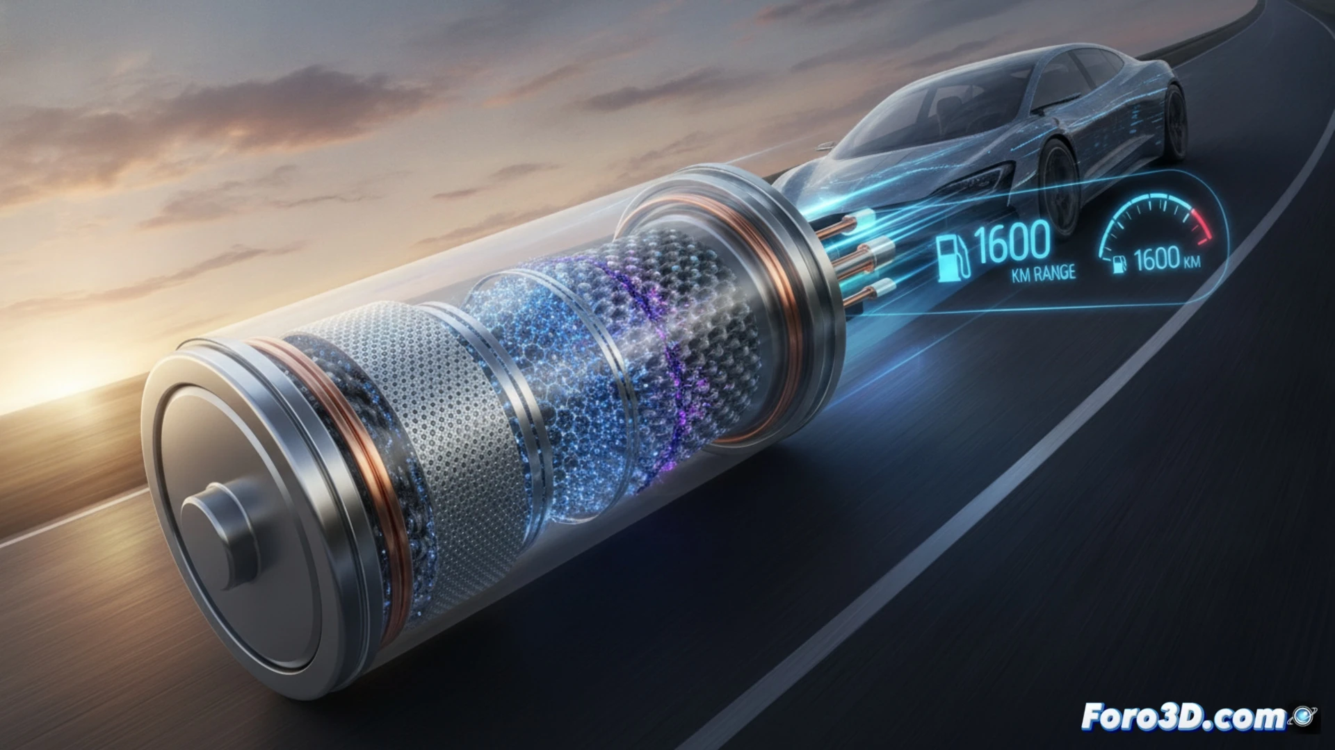 cross-section animation of lithium-air battery cell during discharge, porous carbon cathode absorbing oxygen molecules from ambient air, lithium ions flowing through electrolyte towards anode, glowing blue energy particles moving through nanostructured membrane, technical engineering visualization, metallic casing partially transparent showing internal layers, realistic material textures, bright industrial lighting, detailed chemical reaction zones highlighted with luminous particles, photorealistic scientific illustration, clean white background with subtle gradient