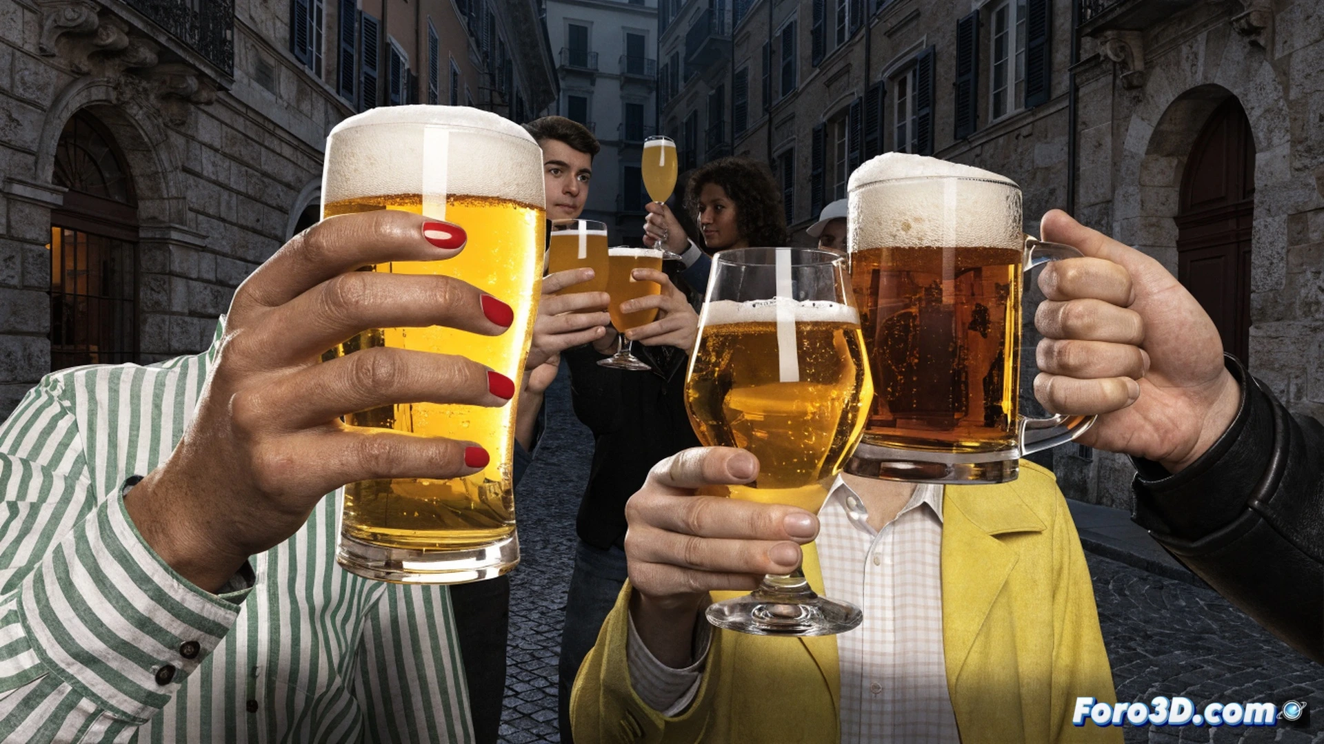 Italian bar scene at sunset, bartender pouring amber lager from a brass tap into a chilled glass, foam settling while bubbles rise, customers clinking pint glasses at a wooden counter, ceramic coasters under sweaty bottles, stainless steel kegs visible behind the bar, inflation chart faintly reflected on a polished mirror, steady liquid flow demonstrating stable consumption, warm golden lighting, cinematic photorealistic render, shallow depth of field, condensation droplets on glass surfaces, industrial brewing pipes overhead, relaxed social atmosphere