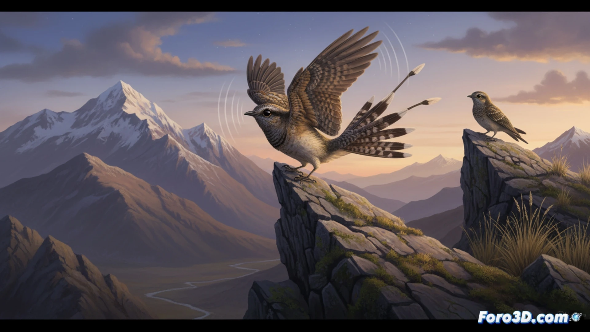 male nightjar bird performing wing-clap display in Andean forest, wings striking together mid-flight producing percussive sound, bones visible through translucent wing membranes, skeletal structure highlighted with glowing biomechanical lines, high-speed action frozen in time, dark misty forest background, moonlight filtering through canopy, motion blur on wingtips, technical biological illustration style, ultra-detailed feather textures, anatomical accuracy, cinematic low-angle shot, dramatic side lighting, photorealistic wildlife visualization, scientific diagram overlay aesthetic