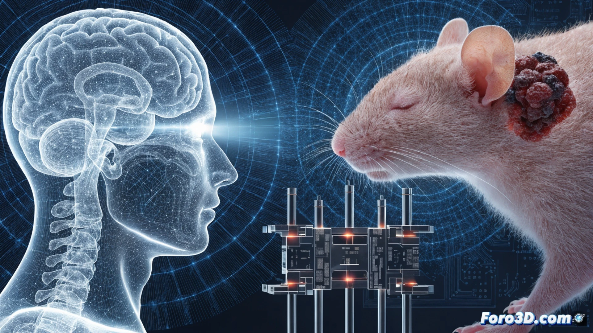 close-up medical visualization of a laboratory mouse with a subcutaneous tumor, external electromagnetic coil device positioned near the body emitting visible pulsed energy waves, immune cells glowing in blue and red activating around the tumor site during treatment, photorealistic technical illustration style, soft clinical lighting, translucent skin effect showing internal biological response, detailed metallic coil with LED indicators, sterile laboratory background, precise wave patterns visualized as concentric rings, high-definition tissue texture, scientific accuracy in cellular interaction