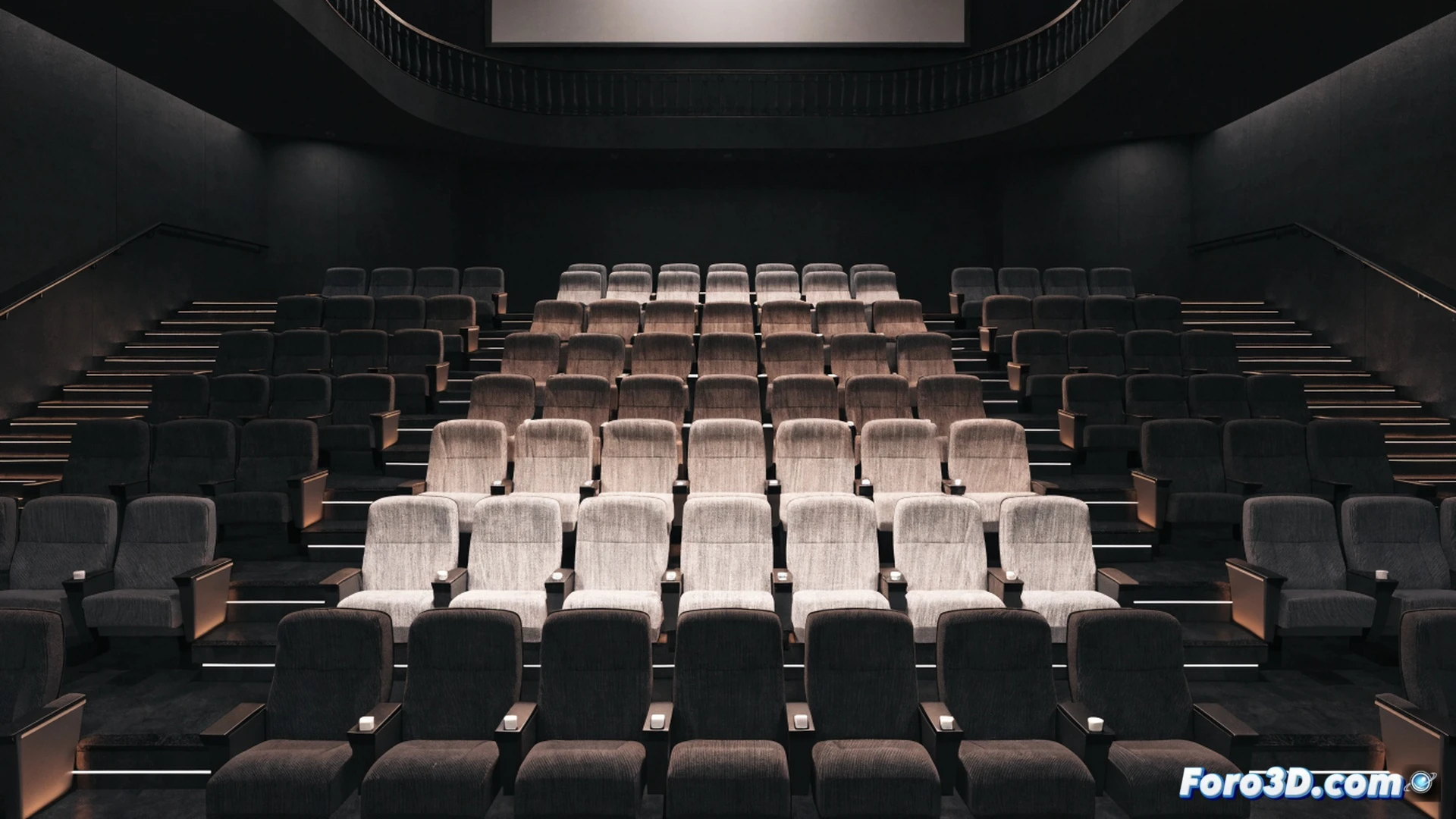 cinematic wide shot of a movie theater interior during a test screening, three rows of red velvet seats with digital price tags floating above each seat, center seats glowing with higher price indicators while side seats show lower prices, a technician holding a tablet with a pricing dashboard interface, audience members comparing seat locations while checking their tickets, soft blue ambient light from the screen casting shadows, modern multiplex architecture with dark walls and LED strip lighting, photorealistic technical visualization, dramatic contrast between illuminated central seats and dimmer peripheral rows, ultra-detailed fabric textures and metallic armrests, realistic digital displays showing euro symbols, engineering-style composition with clear spatial hierarchy