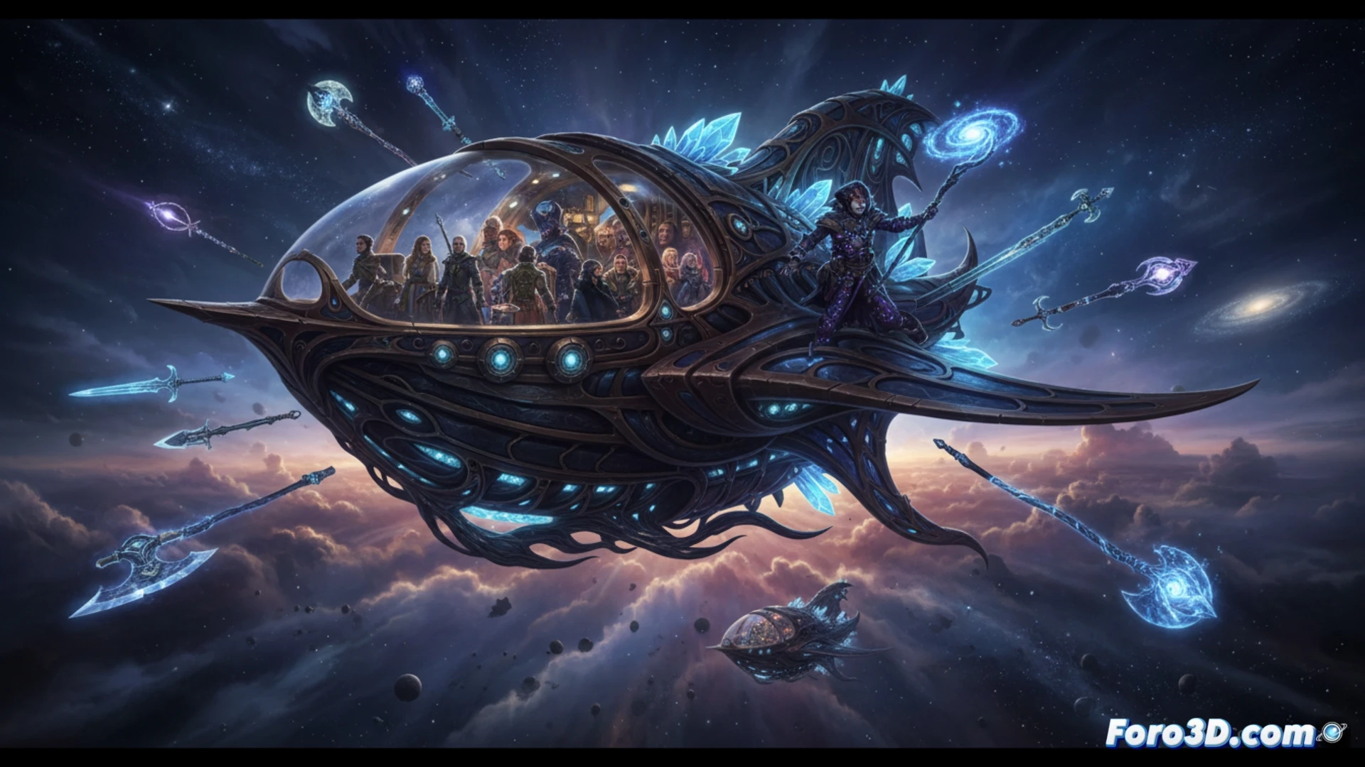 a player character in Baldur's Gate 3 casting a new cosmic spell from the Cosmic Vessel mod, glowing blue energy arcs from their hands toward a floating ethereal weapon, particle effects swirling around a new class ability icon in the UI, showing the modded interface with a custom character portrait and new spell slots, cinematic technical visualization, dark fantasy environment with magical lighting, photorealistic rendering, detailed armor textures, dynamic combat pose, dramatic shadows and highlights