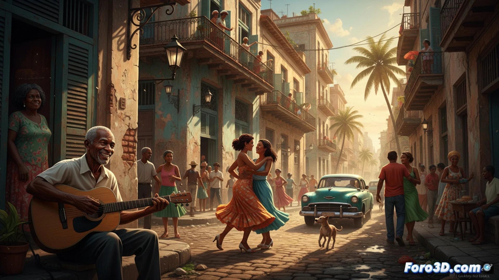 photographer Luis Casadevall standing in front of a large analog camera on a tripod in a Havana street, Cuban vintage car passing by with motion blur, old colonial building facade with peeling paint, camera lens reflecting the scene, while his hand adjusts the focus ring, film rolls scattered on a wooden table nearby, cinematic photorealistic style, warm golden hour light, deep shadows, nostalgic atmosphere, ultra-detailed textures of worn walls and chrome car parts, technical photography equipment visible, dramatic composition showing the process of capturing everyday life
