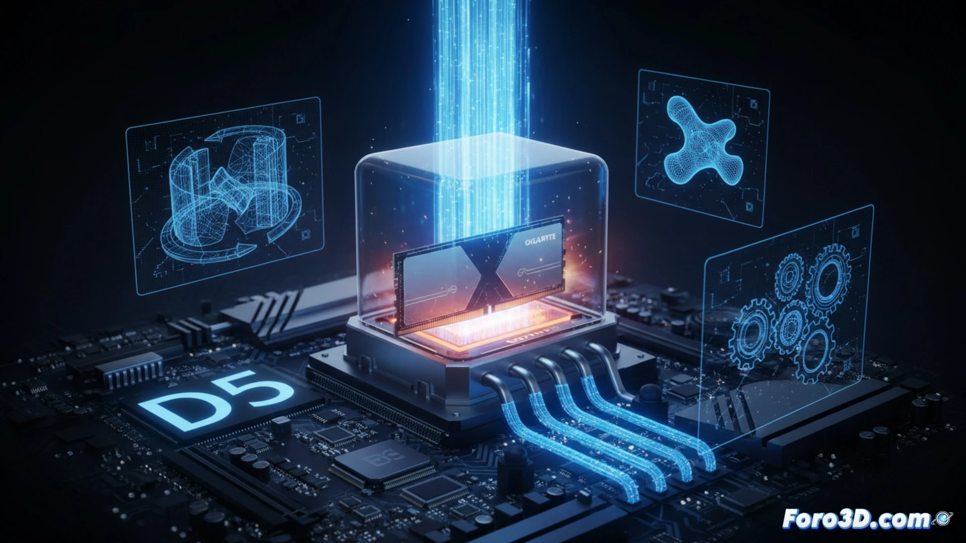Módulo único de RAM DDR5 a 8400 MT/s con tecnología D5 Single Boost de Gigabyte para modelado 3D