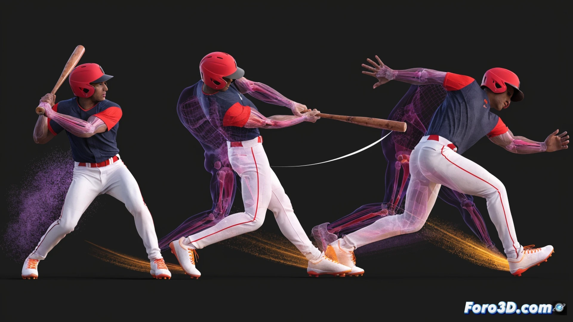 Darwish Rasooli mid-swing 3D motion capture, skeletal overlay tracking hip rotation and front foot adjustment during a short-pitch delivery, cricket bat angled upward with follow-through, biomechanical lines tracing weight shift from back to front leg, virtual grid floor showing stance alignment, soft studio lighting, grey background, technical visualization style, ultra-detailed muscle definition and joint angles, photorealistic render, cinematic depth of field, slow-motion action freeze frame