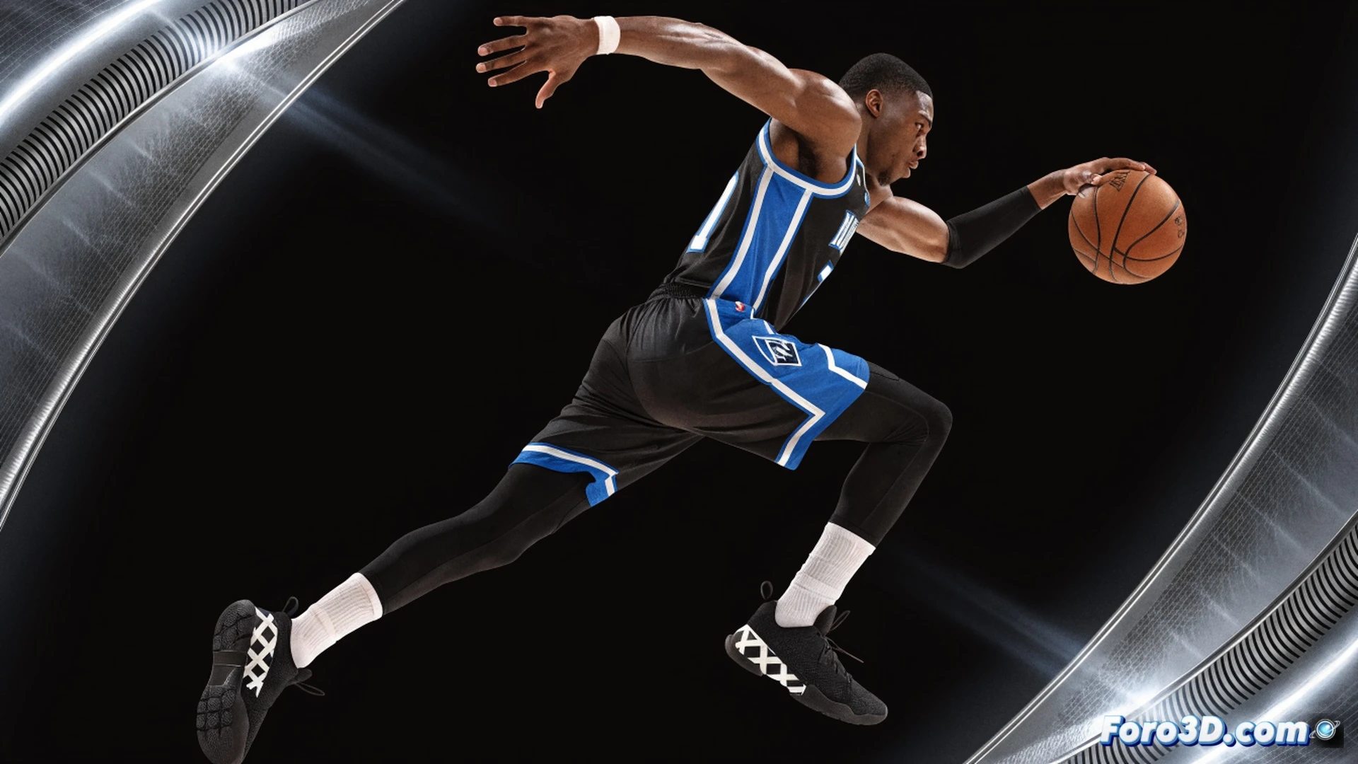 NBA point guard De'Aaron Fox exploding past a static defender in a Kings jersey, his body angled low while driving to the rim, force lines radiating from his sneakers showing explosive acceleration, basketball court floor with motion blur trailing his path, trajectory arcs tracking his sudden speed change, photorealistic cinematic sports visualization, dramatic arena lighting, sweat droplets frozen mid-air, high-contrast shadows emphasizing muscle definition, ultra-detailed jersey fabric texture, slow-motion action freeze-frame style, technical athletic performance analysis render
