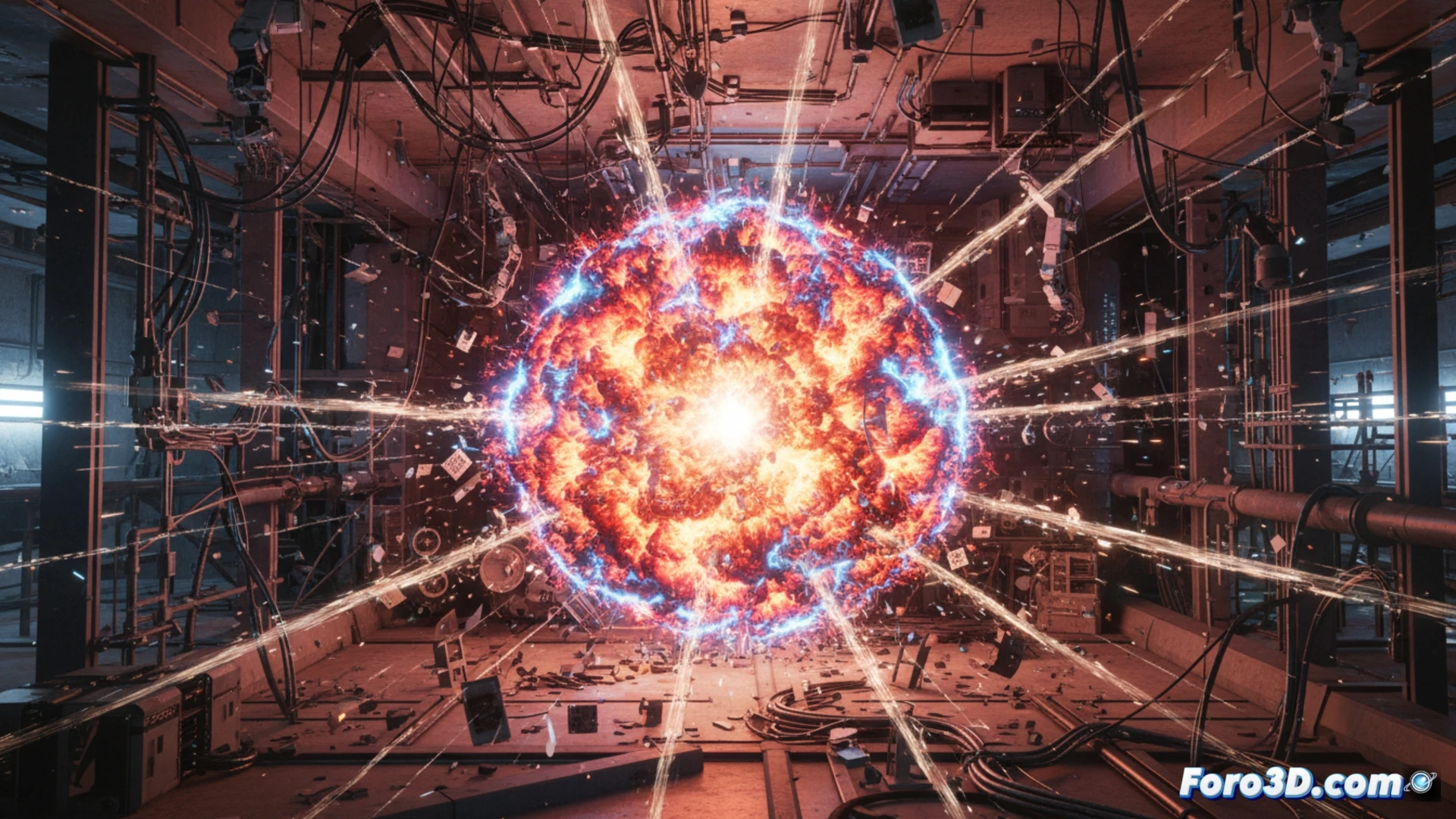 Simulación 3D de deflagración en planta de nanomateriales con ondas de presión y reacciones en cadena
