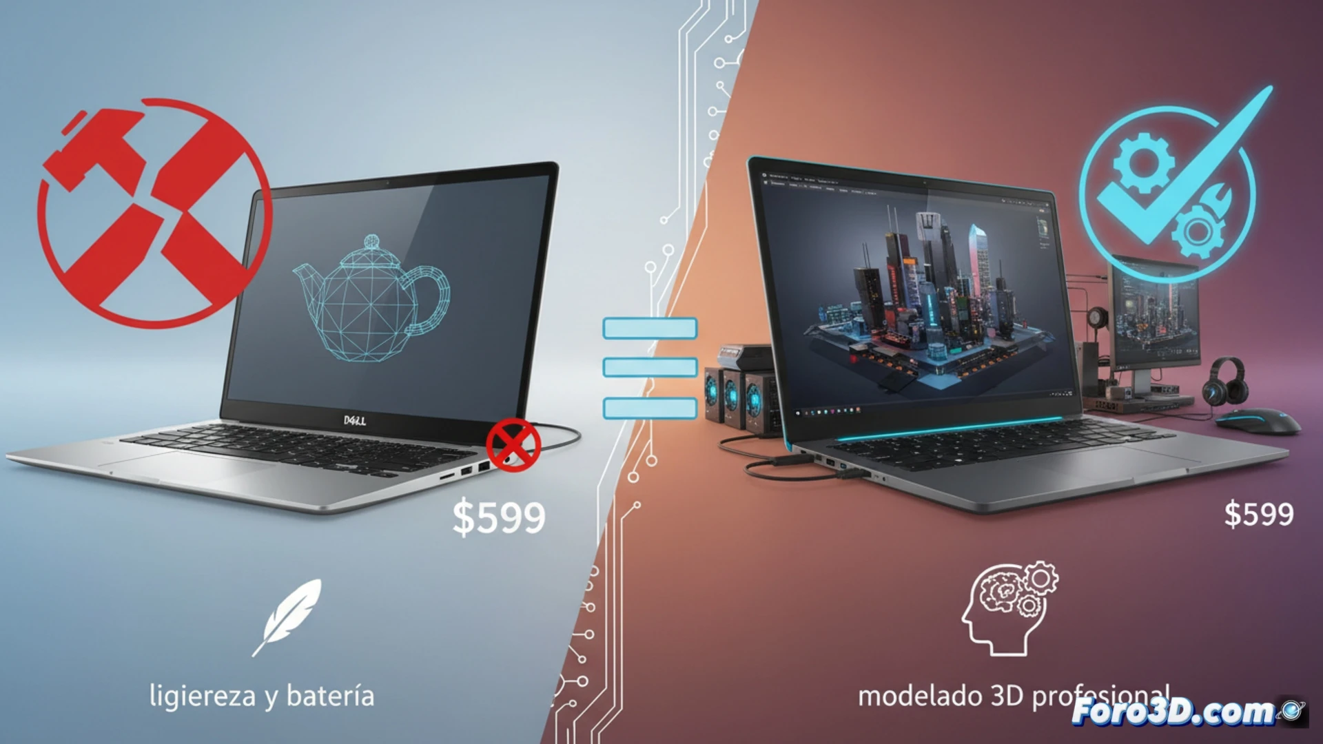 Dell XPS 13 y MacBook Neo comparados para modelado 3D con limitaciones de RAM