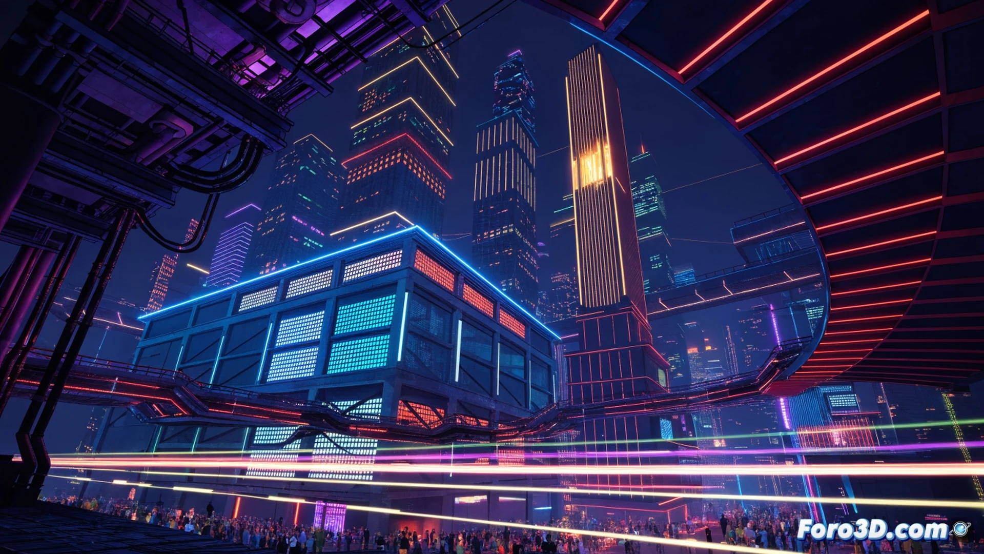 Cyberpunk street battle scene in Unreal Engine 5, neon-drenched alleyway at night, glowing cyan and magenta light strips reflecting on wet asphalt, character with cybernetic arm swinging a glowing katana mid-swing, sparks flying from blade impact against a metallic drone, cell-shading outlines on all surfaces like 90s comic art, volumetric fog illuminated by dynamic neon signs, realistic PBR materials on concrete and metal, cinematic action composition, motion blur on fast combat moves, dramatic high-contrast lighting, ultra-detailed environment with holographic billboards, photorealistic technical render
