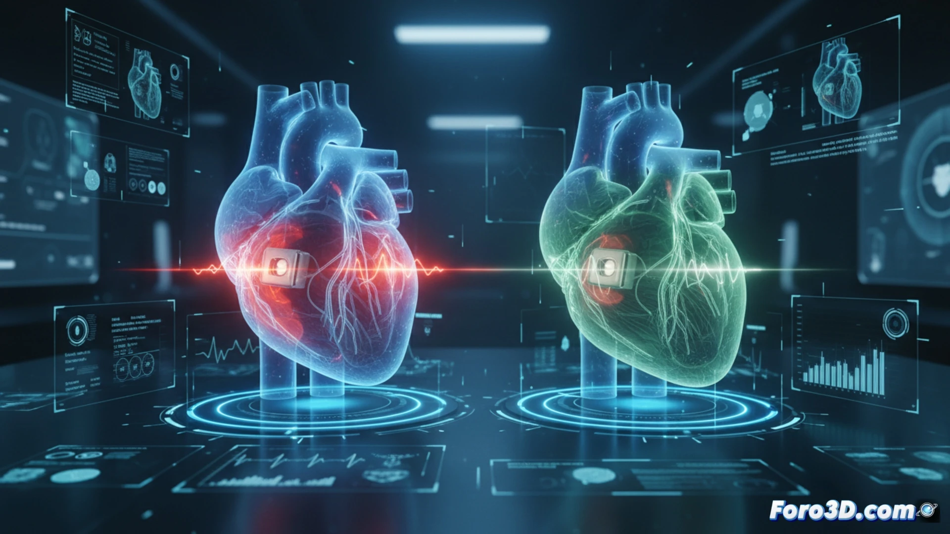 Modelo 3D de corazón con marcapasos y propagación eléctrica anómala para diagnóstico de desfase