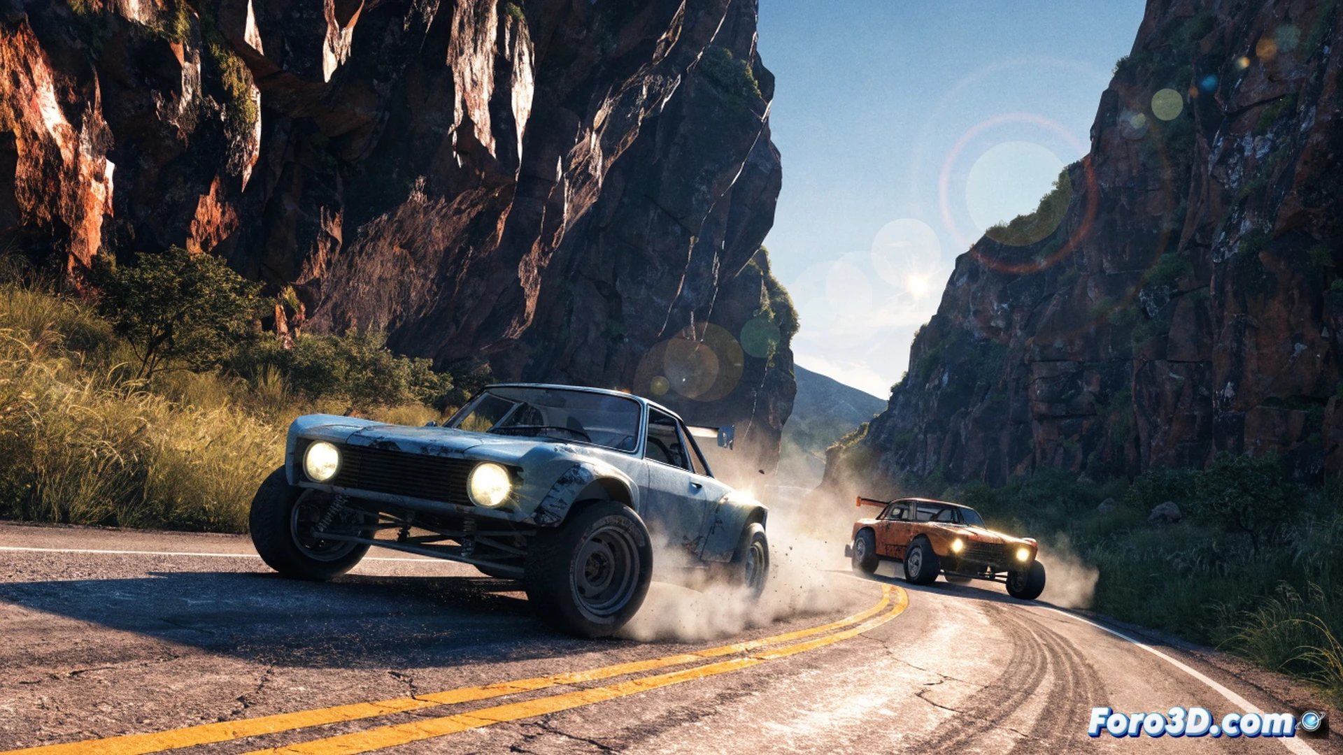 Retro arcade rally car drifting on a dusty dirt track at high speed, rear wheels kicking up a cloud of brown gravel and dust particles, vintage CRT monitor displaying split-screen multiplayer with 12 player names, worn-out game controller with frayed cable resting on a wooden table beside a plastic cup of soda, cinematic technical illustration style, warm nostalgic lighting with neon glow from the screen, motion blur on the car, detailed dust particle trails, realistic gravel texture, ultra-detailed car body with classic livery, photorealistic engineering visualization