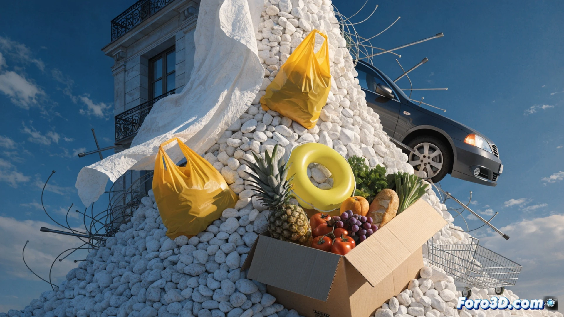 fotografía realista de un presupuesto familiar abierto sobre una mesa de madera, monedas y billetes siendo absorbidos por tres grandes agujeros etiquetados visualmente como vivienda, alimentos y transporte, mientras un gráfico de barras en una tableta muestra un tercio del presupuesto en rojo, manos tensas sosteniendo un recibo de suministros, luz dramática de estudio, textura de papel arrugado, estilo documental técnico, alta definición, enfoque nítido en los costes esenciales devorando el dinero, fondo desenfocado con facturas apiladas