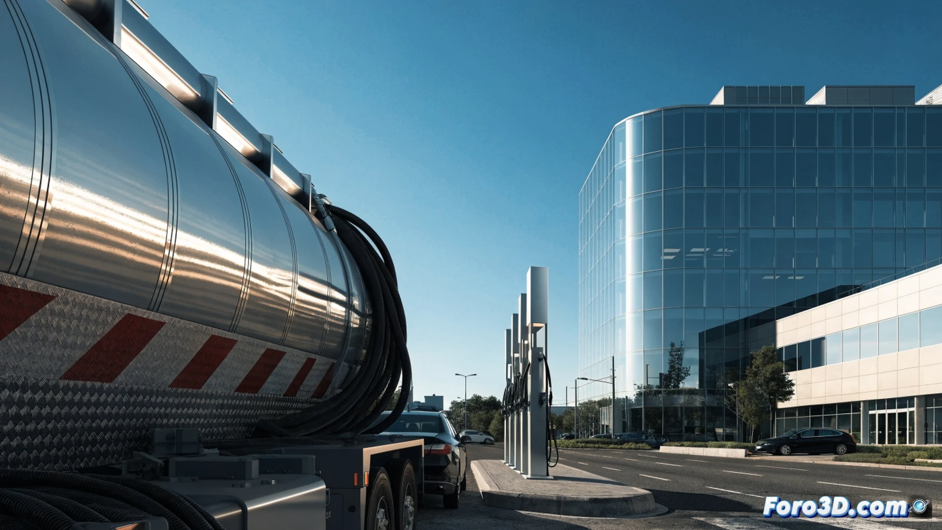 petrol station in southern Germany at sunset, fuel nozzle inserted into car tank, transparent hose showing golden fuel flowing backward into underground tank while a shadowy corporate hand pulls money bills from the pump display, technical illustration style, cutaway view of underground pipeline system revealing valve mechanism redirecting fuel flow, pressure gauges showing higher prices on regional pumps, digital euro symbols dissolving into smoke from the nozzle, cinematic lighting with amber and deep blue contrasts, photorealistic industrial render, ultra-detailed metallic surfaces and fuel droplets