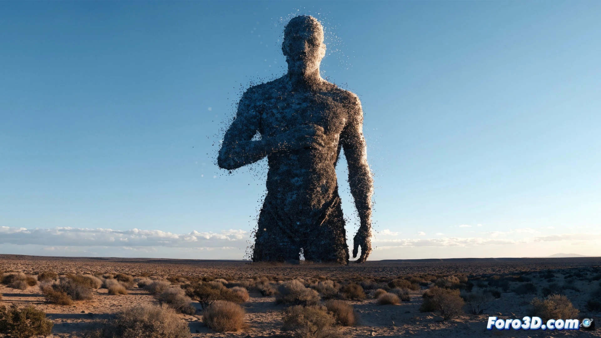 Aerial view of a massive 4km human figure carved into the red Australian desert, a hunter holding a throwing stick, deep grooves in the earth showing precise geometric lines, no tire tracks or footprints visible nearby, sun casting long shadows across the figure, demonstrating the colossal scale against a small abandoned truck at the edge, cinematic photorealistic landscape, dramatic golden hour lighting, textured soil with cracked dry earth, ultra-wide angle perspective, mysterious isolated atmosphere, hyper-detailed terrain rendering