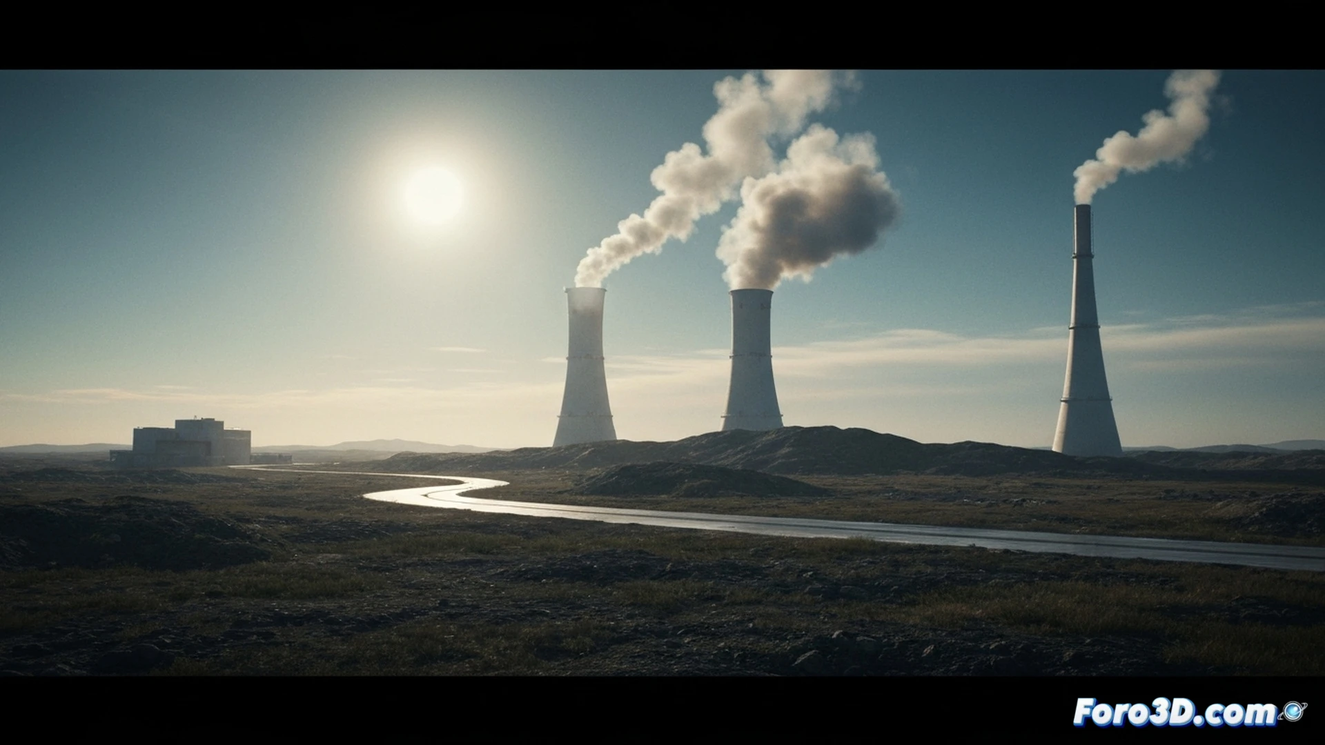 A glowing atomic fission reaction core inside a nuclear reactor vessel, control rods partially retracting during a critical process, cooling pipes and turbine blades visible in the background, a cracked concrete containment dome nearby showing structural wear, thermal radiation waves emanating from the core, cinematic photorealistic engineering visualization, dramatic industrial lighting, dark metallic surfaces with steam condensation, ultra-detailed mechanical components, highlighting the dual nature of energy and destruction