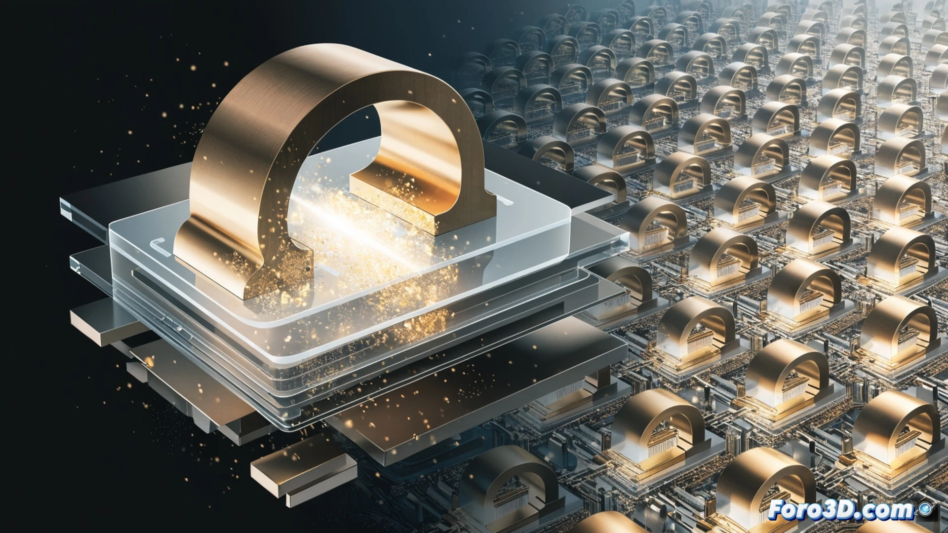 photorealistic technical illustration of a nanoscale transistor cross-section, glowing electron particles tunneling through a silicon barrier during leakage, scientific team manipulating a holographic material selection interface showing critical threshold calculations, blue and orange energy visualization waves interacting with atomic lattice structures, ultra-detailed semiconductor layers with metallic contacts, dramatic microscope-style lighting, depth of field focusing on electron escape paths, cinematic engineering visualization, cutting-edge chip design laboratory environment