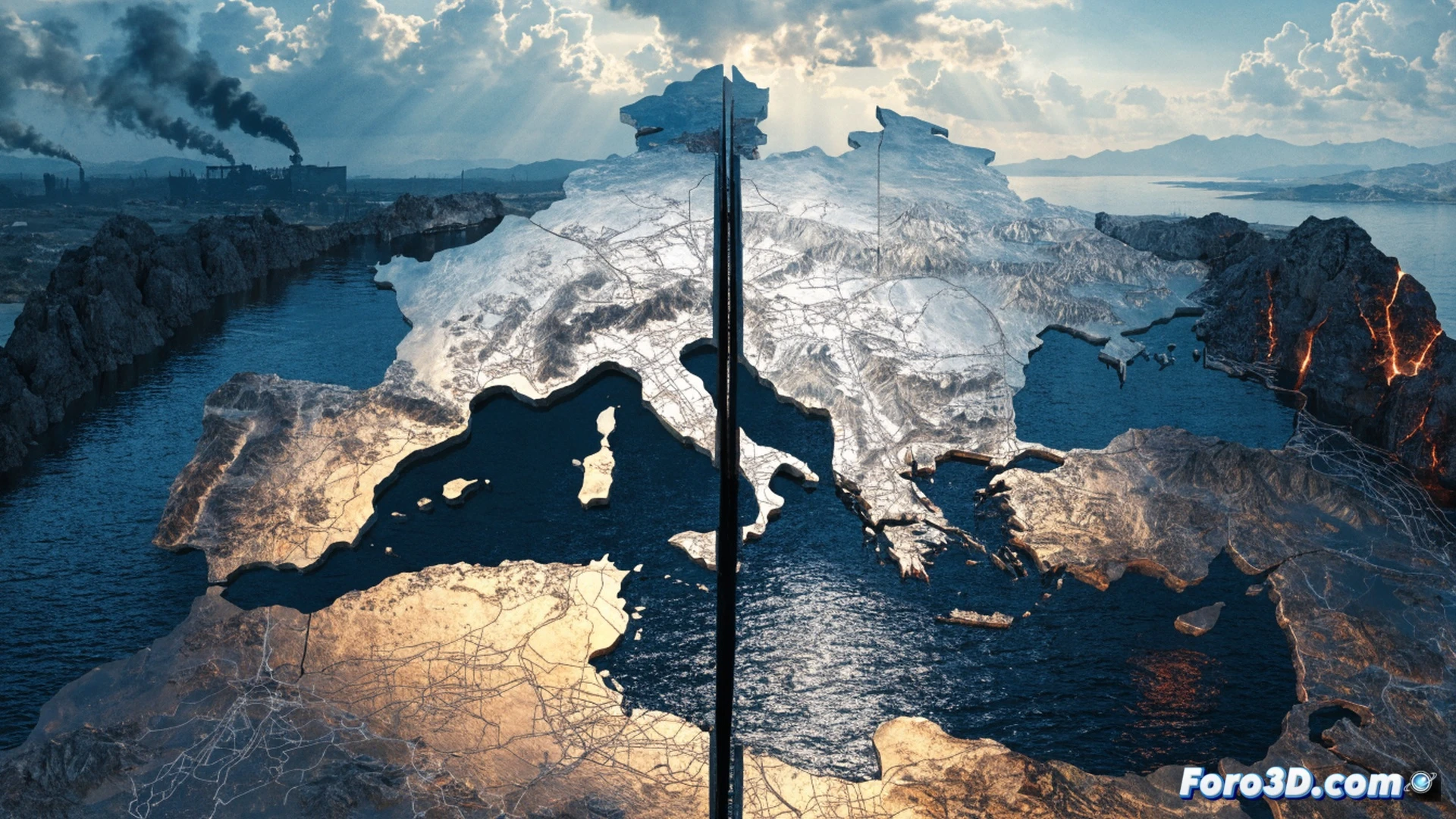 Mediterranean Sea surface with multiple naval drones and patrol vessels forming a protective perimeter around a cargo ship and floating LNG terminal, radar waves and data-link lines visualized as glowing arcs between ships and a satellite overhead, calm blue water reflecting sunlight, cinematic aerial view showing secure maritime corridor, photorealistic engineering visualization, advanced surveillance technology highlighted with subtle neon blue tracking lines, ultra-detailed ship structures, dramatic golden hour lighting over the horizon