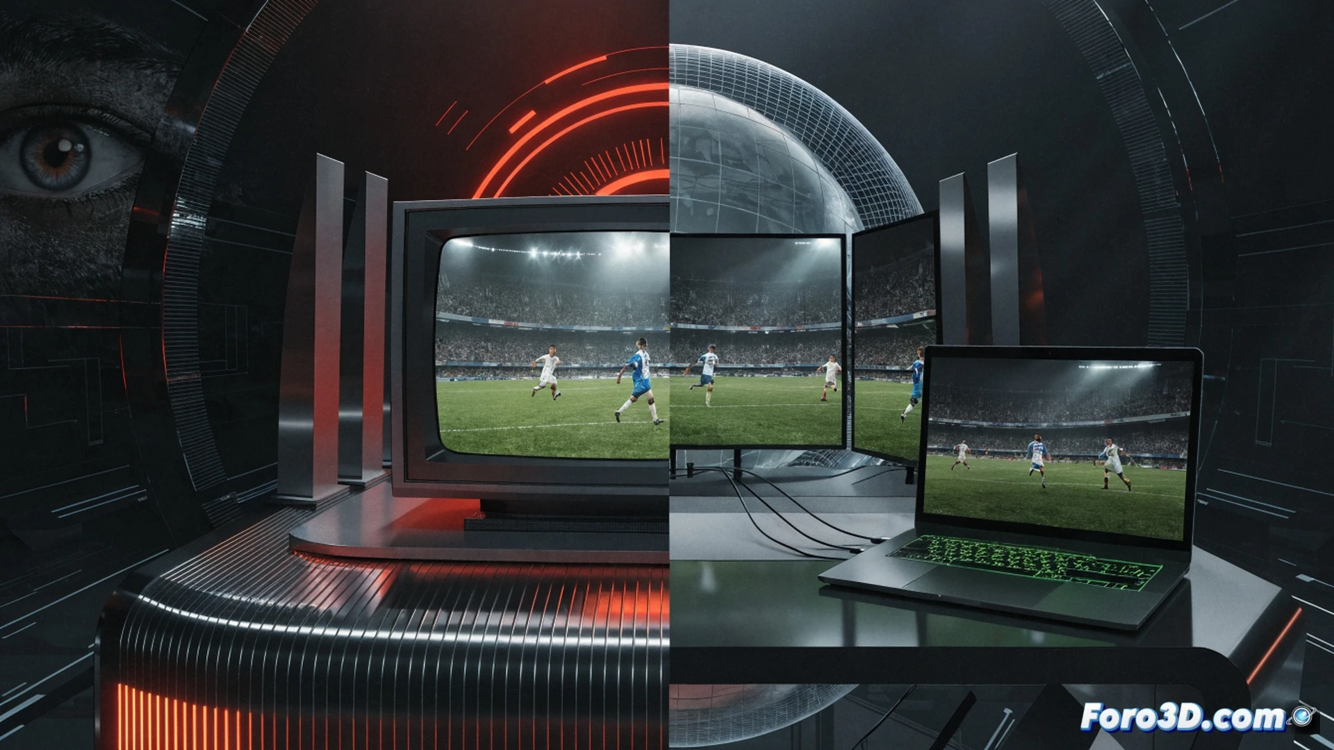 Modern living room scene showing a person holding a smartphone streaming a live football match from Japan, while a traditional TV in the background displays a static channel selection screen, laptop on coffee table showing a subscription payment interface, multiple digital devices connected to a wireless router blinking with data flow, minimalistic Japanese aesthetic with shoji screens and tatami mat flooring, cinematic photorealistic style, warm ambient lighting contrasting cool blue screen glow, motion blur on streaming interface, glowing network signal lines connecting devices, ultra-detailed textures on remote control and streaming device, dramatic contrast between digital and traditional viewing, technical illustration quality