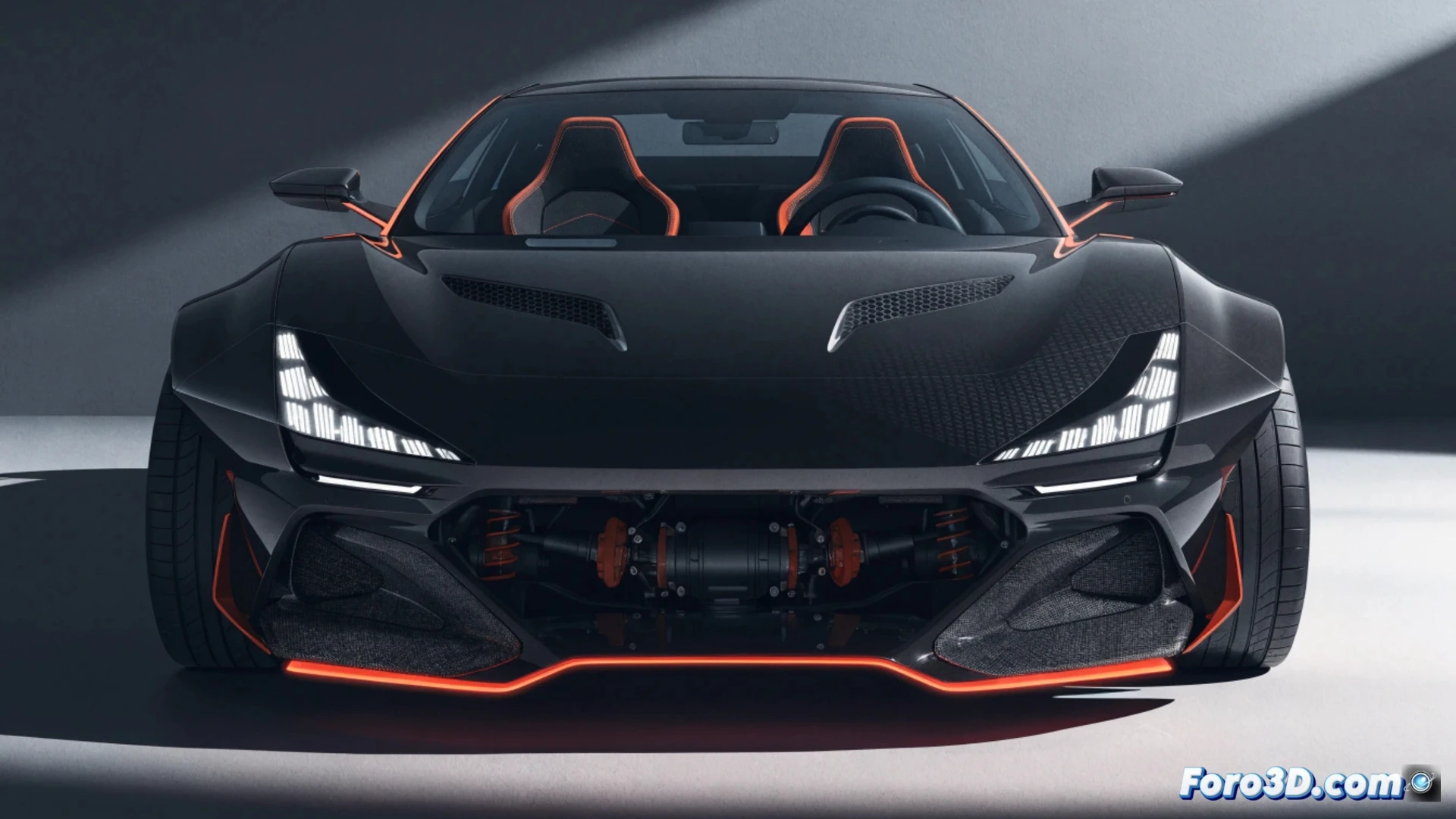 Silver sports car drifting on wet racetrack at high speed, front wheels actively steering while rear wheels spin under full throttle, glowing drive shafts transferring torque to all four wheels, automatic transmission housing visible with cooling fins glowing red, digital dashboard displaying 400 HP and AWD engaged, cinematic engineering visualization, motion blur on tire smoke, raindrops hitting hot exhaust pipes creating steam, photorealistic technical render, dramatic pit lane lighting, ultra-detailed suspension components and brake calipers