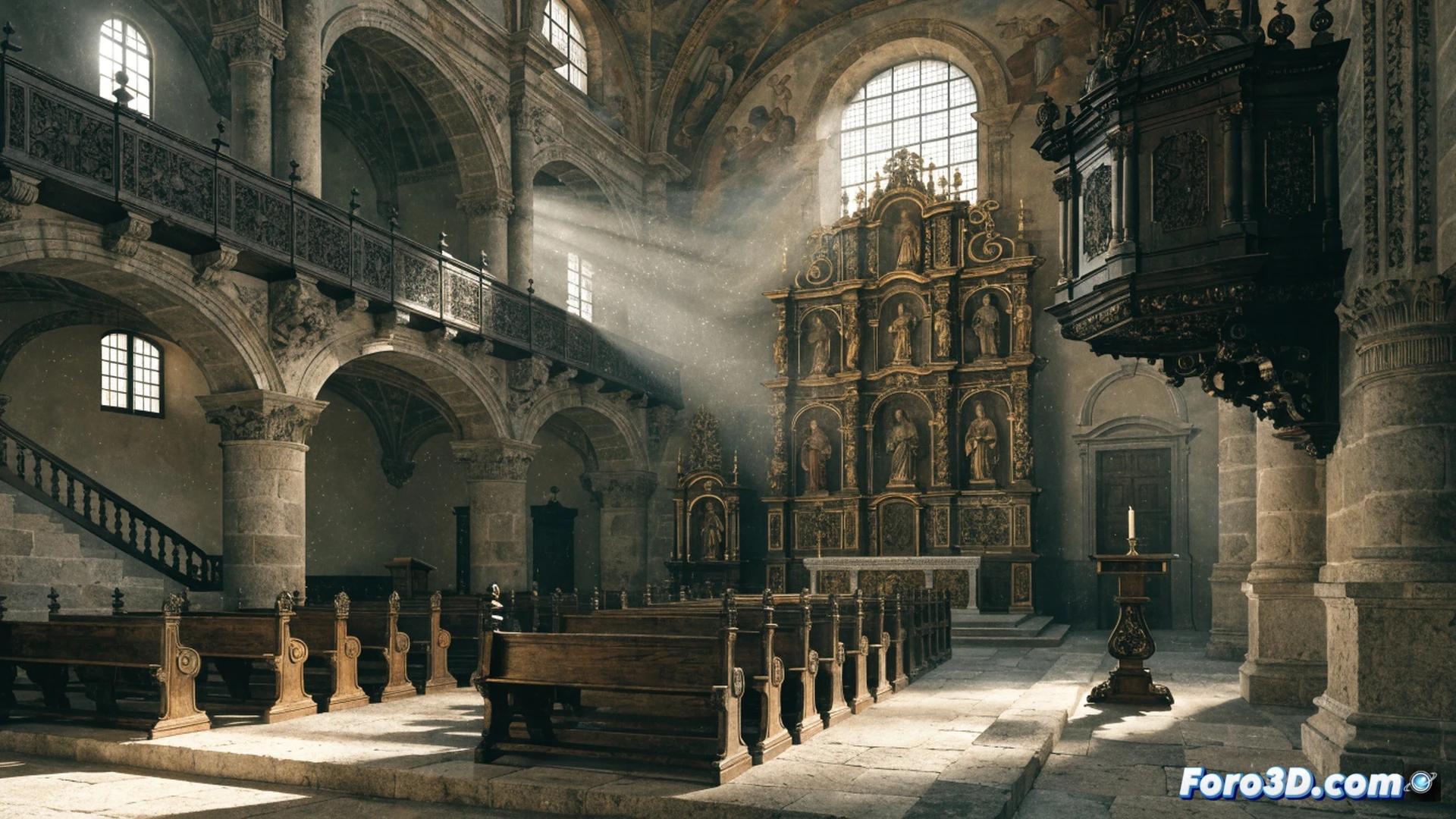 late baroque church facade in Seville, massive wooden door being opened by diverse hands pulling iron handles, sunlight streaming into dim interior revealing vaulted stone ceiling and ornate altarpiece, technical architectural diagram overlaying the scene showing property boundary lines and public access routes, glowing legal document with wax seal being stamped, crowd of citizens and scholars entering through threshold, cinematic photorealistic style, dramatic chiaroscuro lighting, dust particles dancing in light beams, weathered stone textures, gold leaf details on baroque carvings, wide-angle lens emphasizing depth and transition from private to public space