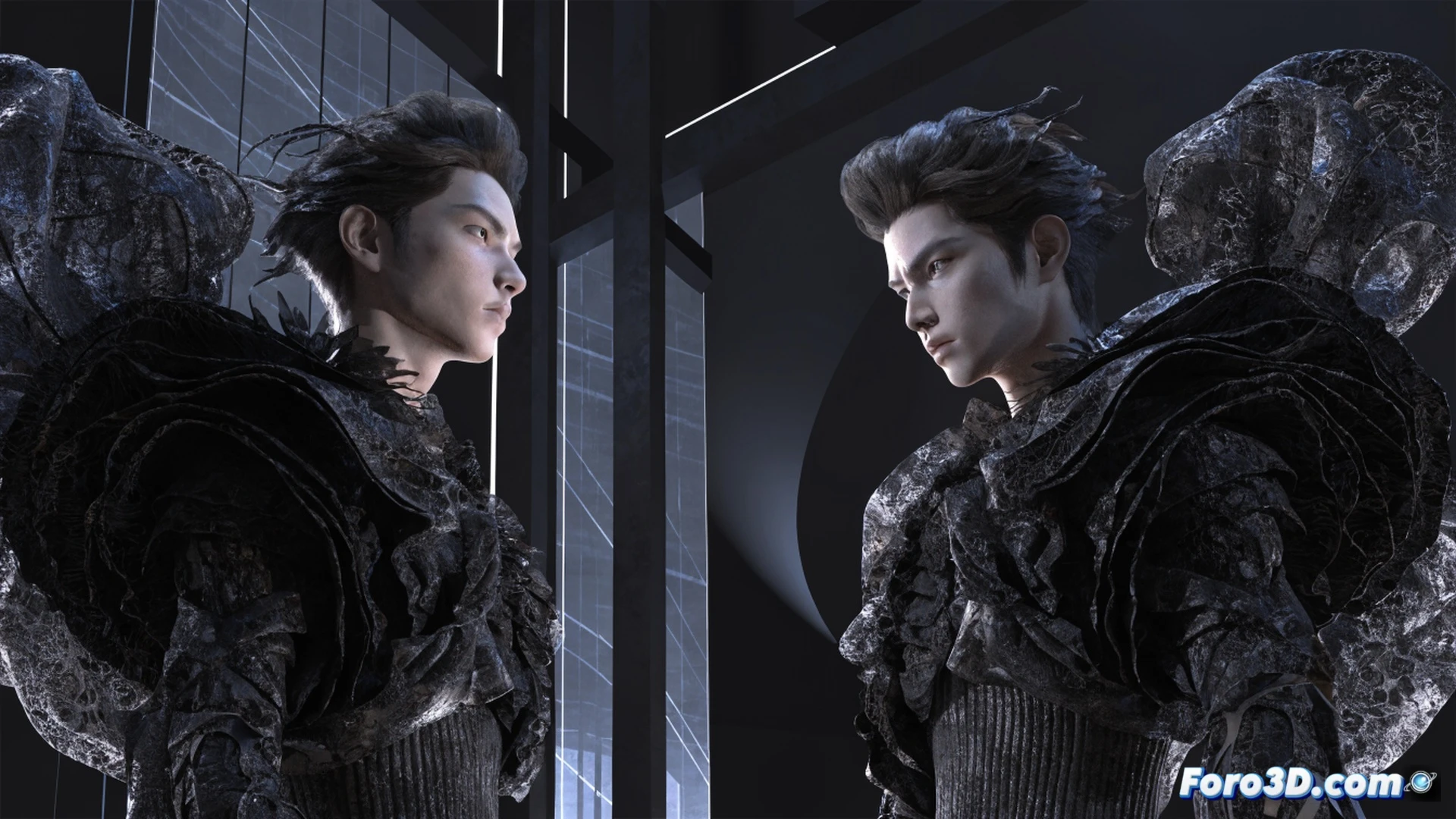 3D character designer sculpting a cunning protagonist in dim digital workshop, hands manipulating stylus on pressure-sensitive tablet, model showing cold intelligence in sharp facial features and calculated posture, dark fabric folds catching subtle rim light, screen displaying wireframe with strategic armor gaps not muscle bulk, surrounding monitors show reference boards of shadowy alleyways and scheming figures, engineering visualization style, moody cinematic lighting casting long shadows across desk, photorealistic technical illustration, fine detail in textured clothing and reflective eyes suggesting hidden plans