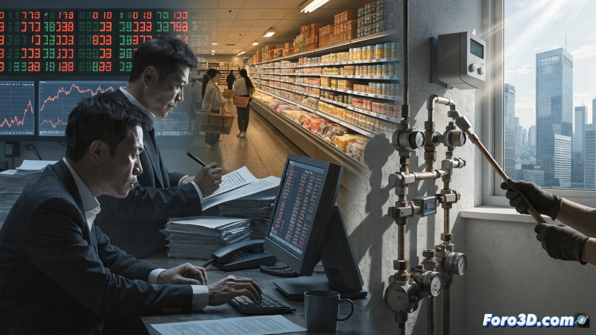 Japanese supermarket scene with elderly woman reaching for a box of imported beef, price tag showing dramatic increase, her hand hesitating mid-air while clutching a smaller basket of discounted vegetables, cash register display flickering with rising yen-to-dollar exchange rate, shelves partially empty with imported goods section shrinking, fluorescent store lighting casting harsh shadows, photorealistic cinematic style, shallow depth of field focusing on the interaction between hand and price tag, warm ambient tones contrasting with cold overhead lights, ultra-detailed textures on packaging and produce