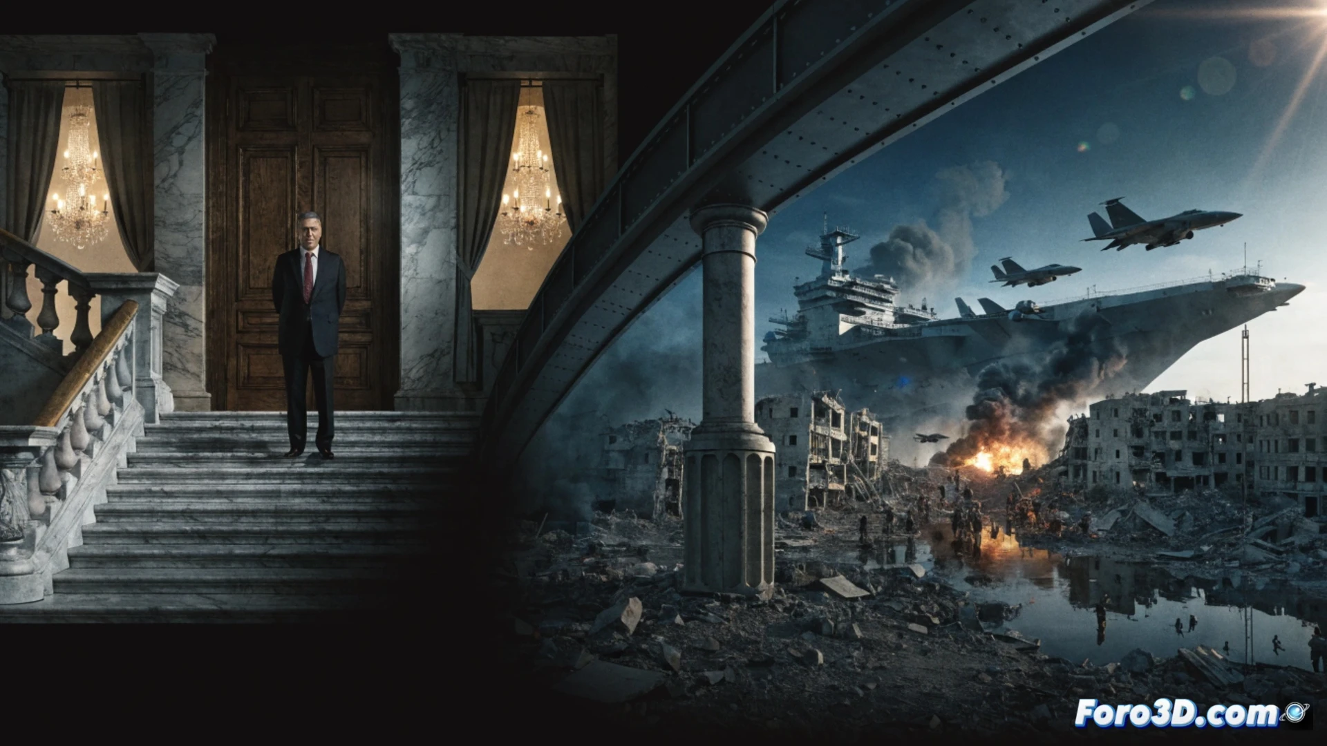cinematic photorealistic scene of a tense diplomatic standoff, russian ambassador in a formal suit standing at a podium with a russian flag behind him, italian government officials in the background looking stern, a large map of europe on the wall showing nato expansion arrows moving eastward toward ukraine, a broken diplomatic seal on the table, dramatic shadows and cold blue-red lighting, ultra-detailed textures on fabrics and wood, tense body language, high-contrast political drama atmosphere