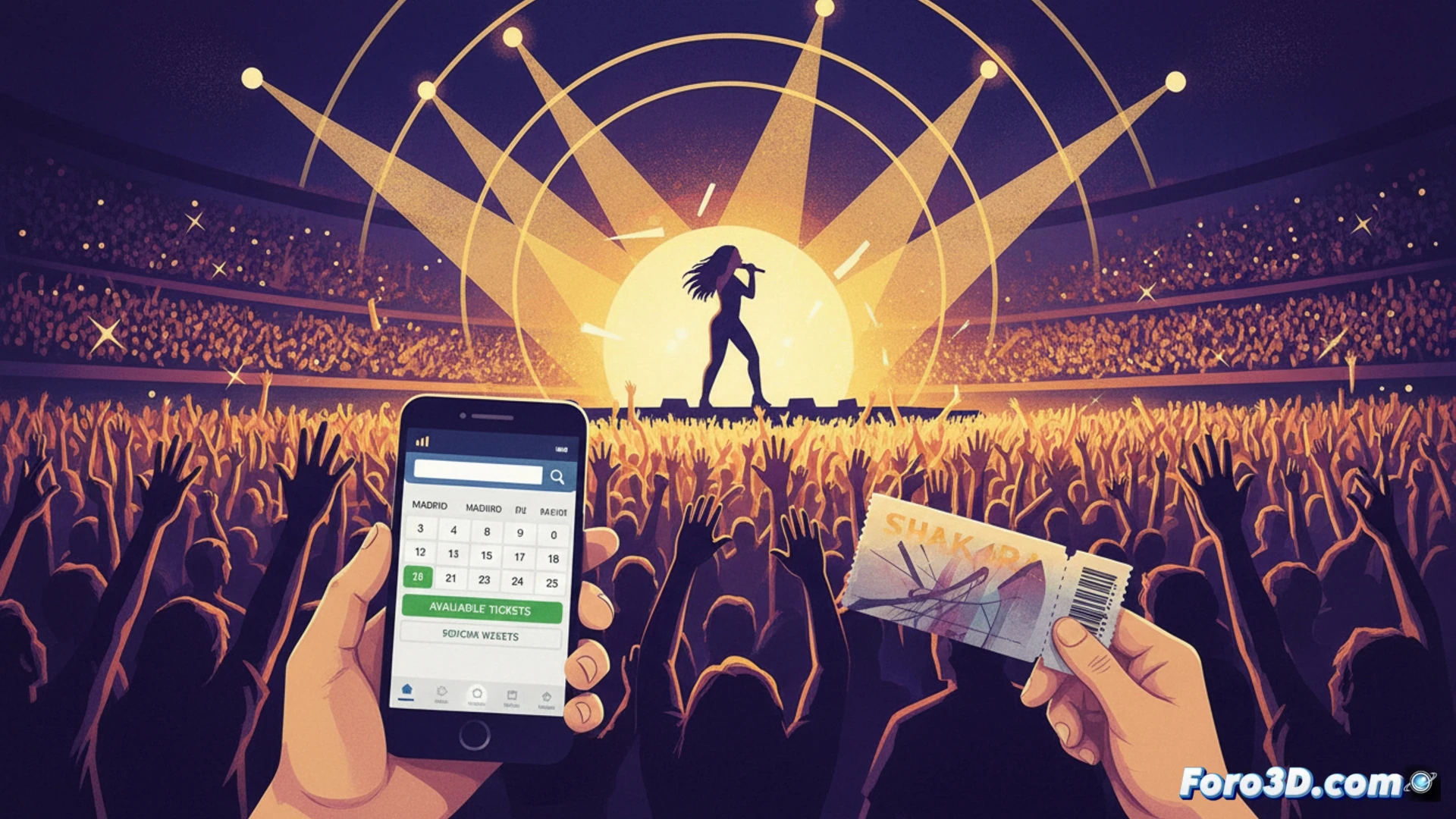 interfaz web de venta de entradas con mapa de recinto interactivo, entradas liberadas apareciendo como puntos verdes en zonas del estadio, cursor moviéndose sobre asientos disponibles, reloj digital mostrando tiempo real sin urgencia, pantalla partida mostrando web oficial vs reventa con precios inflados tachados, estilo cinematic photorealistic, iluminación suave de monitor, reflejos azulados en teclado, sensación de calma y control, ultra-detailed UI elements, glowing disponibilidad indicators, technical illustration