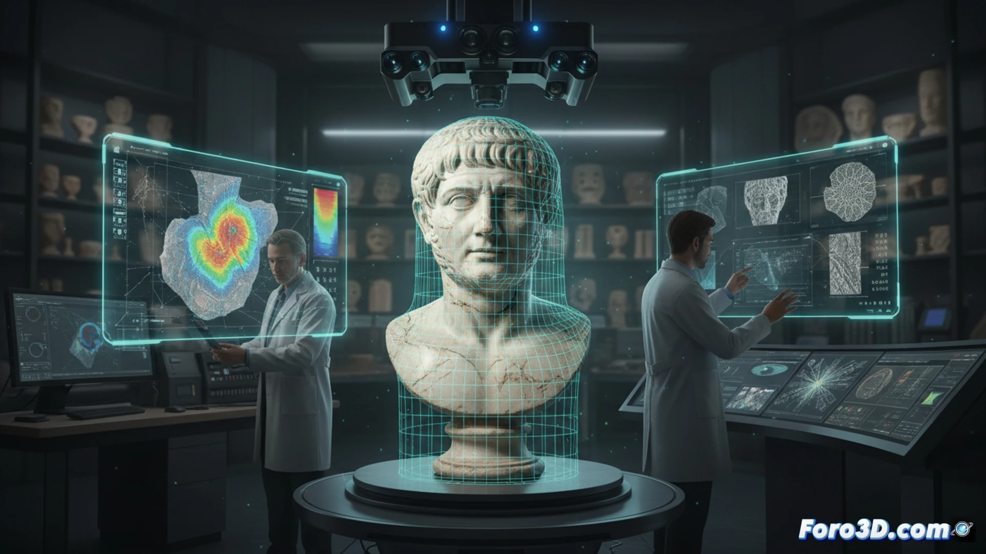 Escaneo 3D de mármol romano para autentificar piezas arqueológicas mediante comparación digital de desgaste y pátina