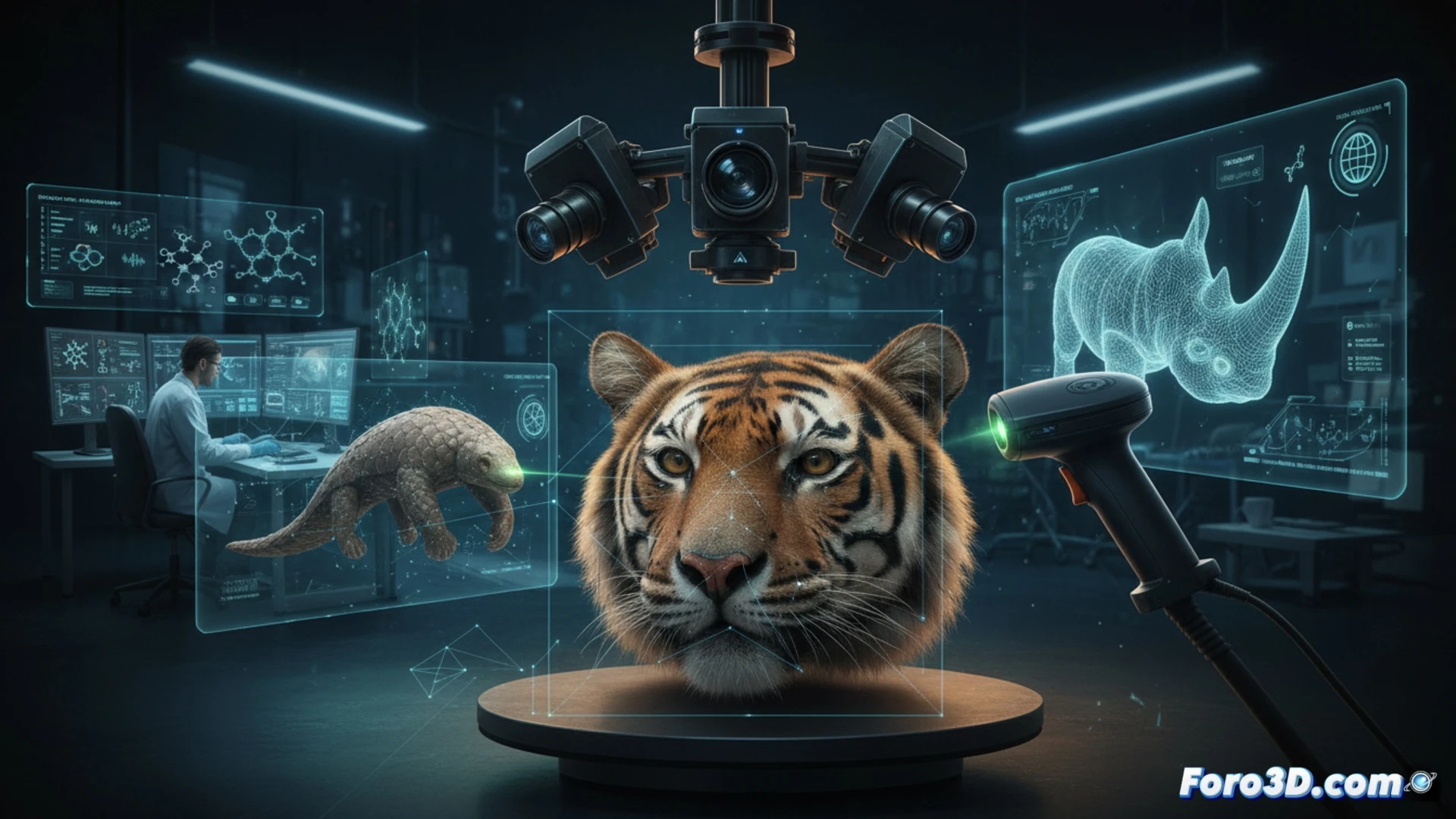 Escaneo 3D forense de cráneo animal decomisado para identificación taxonómica y peritaje judicial sin manipulación física
