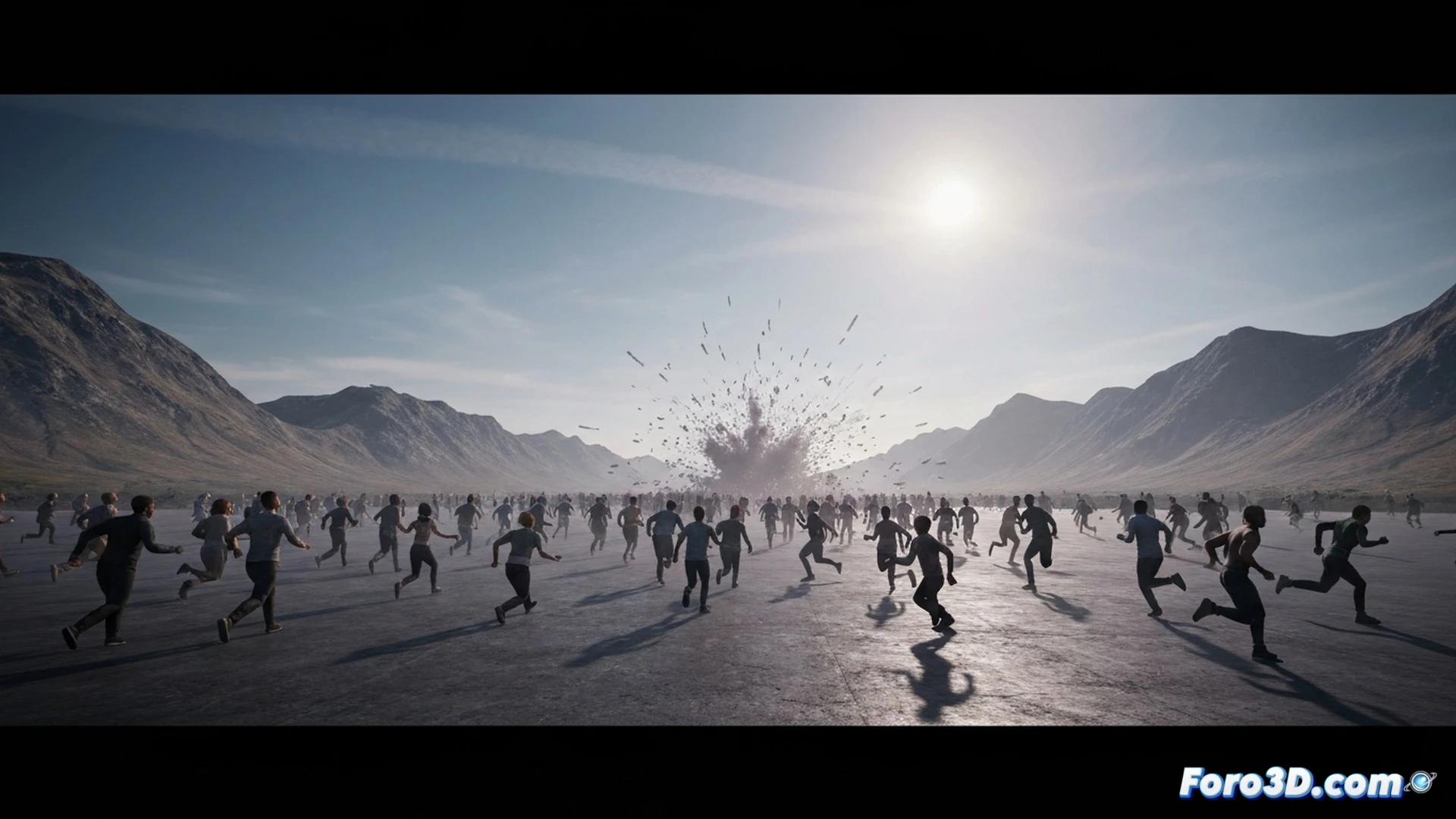 Photorealistic technical illustration of a virtual reality concert disaster, hundreds of glowing avatar silhouettes colliding and tumbling in a chaotic stampede inside a digital arena, headsets and motion controllers scattered on the floor showing connection errors, frame rate drop visual effect with stuttering avatar movements, server rack in the background with red warning lights blinking, cinematic engineering visualization, dramatic neon lighting with glitch artifacts, ultra-detailed VR headsets and haptic gloves, realistic crowd crush simulation, debris of fractured code blocks floating in the air, intense action scene during system overload