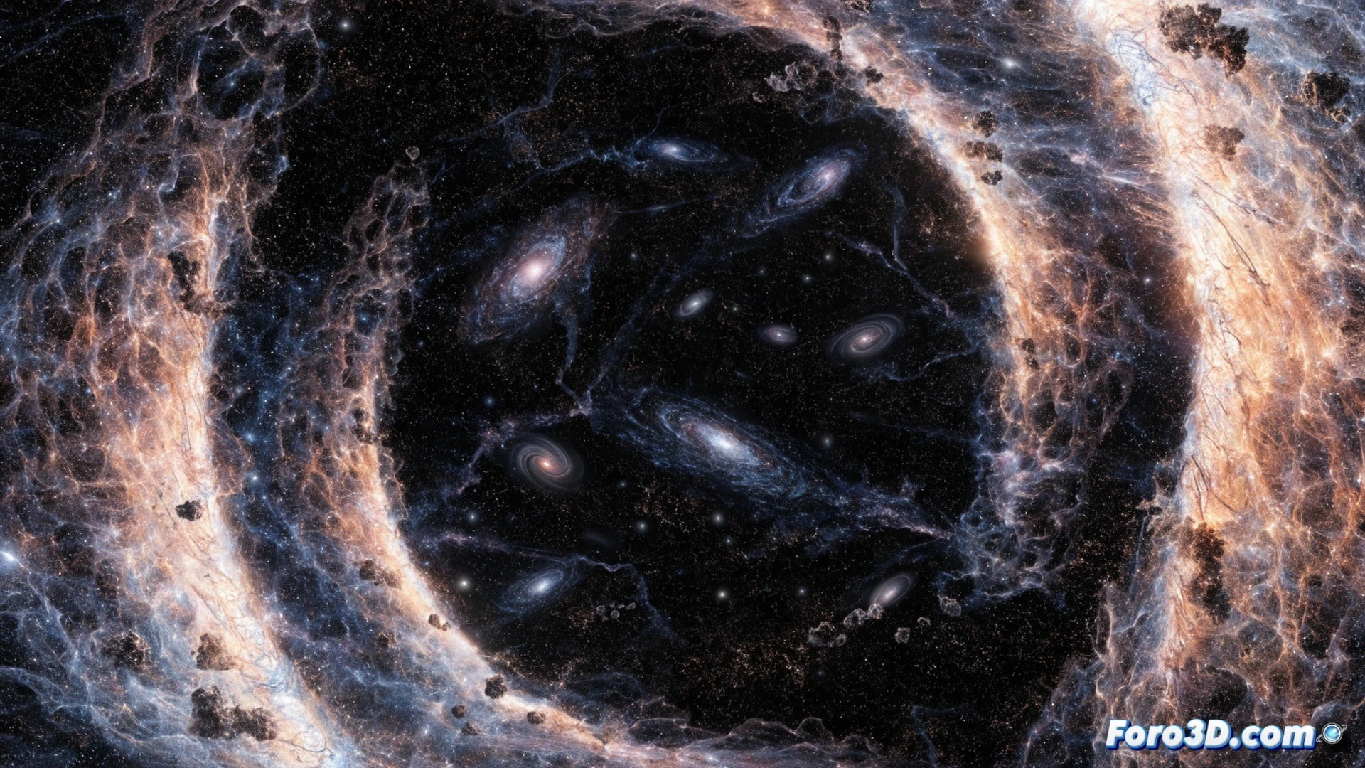 cosmic expansion visualization, distant galaxies moving away from a central point, blue and red shifting light patterns showing acceleration, a glowing dark energy field stretching space-time fabric like a translucent web, a scientist in a lab coat pointing at a holographic 3D graph that curves upward, a computer screen displaying corrected mathematical formulas next to an old faulty calculation marked with a red X, cinematic technical illustration, deep space black background with scattered stars, soft blue and purple nebula tones, photorealistic engineering render, dramatic side lighting from the hologram, ultra-detailed observatory equipment in the background