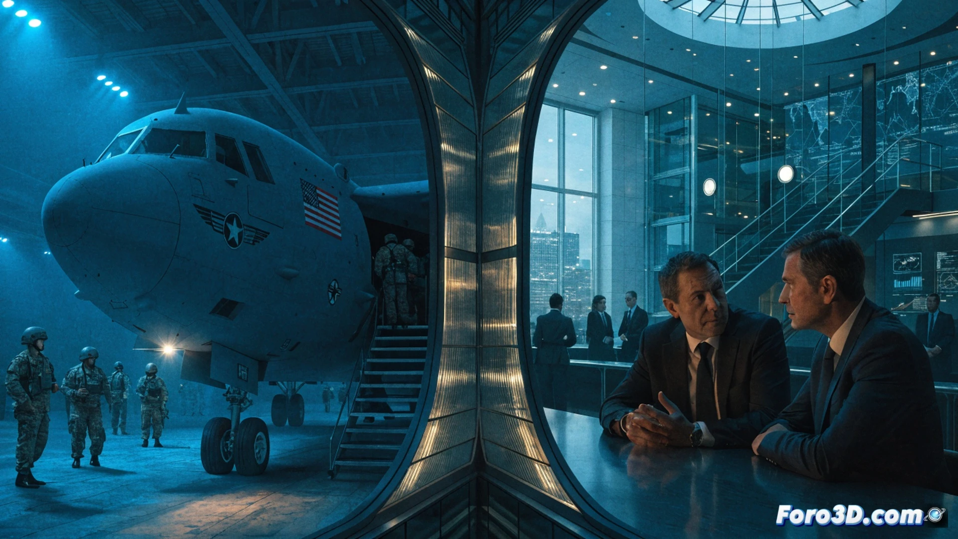 NATO command center map table, European officers pointing at Eastern Europe deployment zones while a US general holds a clock showing a deadline, transition period planning documents being passed between hands, satellite imagery of precision strike bases on screens, German and French flags on desk, engineering visualization style, realistic conference room lighting, serious expressions, detailed military hardware models on table, photorealistic technical render
