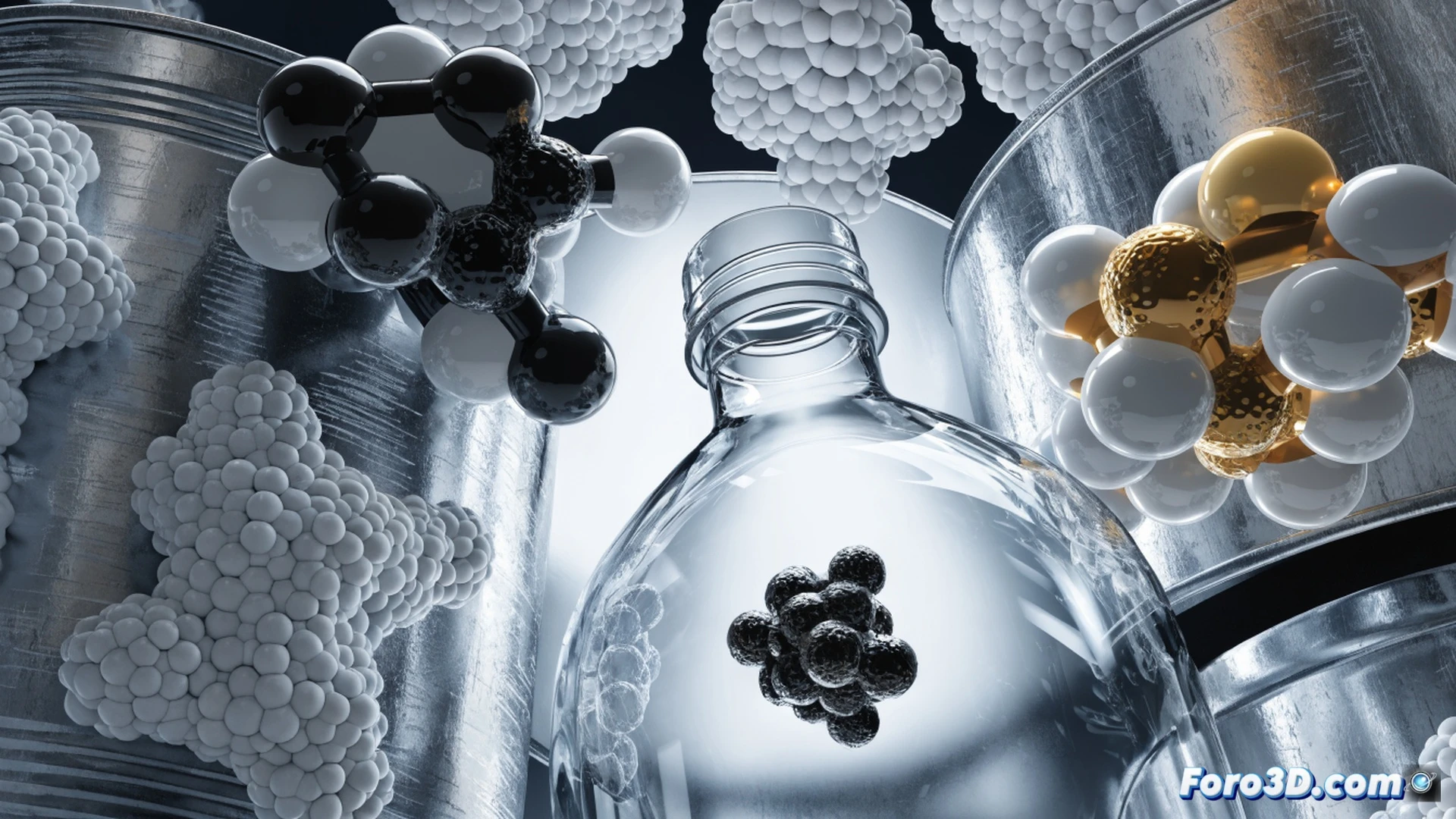 photorealistic scene of a stainless steel food can being split open by a molecular chain-breaking tool, glowing orange bisphenol A molecules detaching from the inner lining and dissolving into harmless blue particles, robotic inspection arm with laser scanner verifying the absence of residue, conveyor belt carrying bpa-free containers with green certification symbols, industrial laboratory setting with holographic chemical structure diagrams fading out, dramatic side lighting highlighting the clean metal surface, ultra-detailed mechanical arm joints and sensor array, technical engineering visualization showing the purification process in action, cinematic depth of field with sharp focus on the molecular transformation.