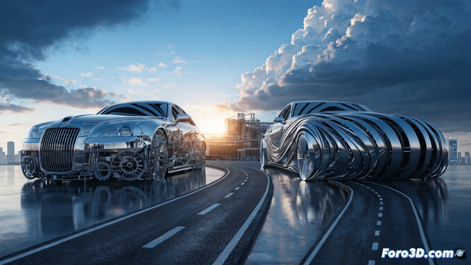 European automotive factory assembly line, robotic arms welding a silver sedan chassis while Chinese electric vehicles are shown in red crossed-out shipping containers outside, factory workers in blue overalls checking components, price tags floating above vehicles showing rising euro signs, dramatic cinematic lighting, photorealistic industrial render, sparks from welding process, conveyor belt action, detailed mechanical arms, hyperrealistic metal textures, cold blue and warm orange contrast