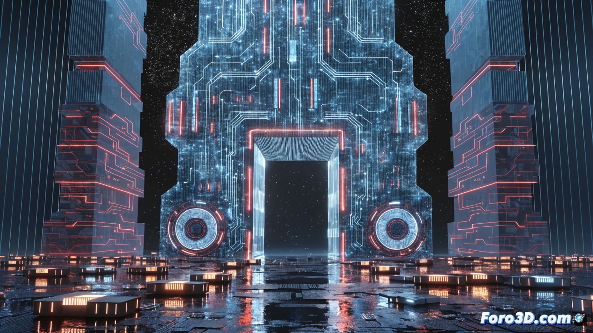 cinematic technical visualization of multiple NGINX server racks being patched by remote commands, glowing red vulnerability indicators on server modules turning green during automated security update deployment, digital code streams flowing through network cables, lock icons appearing on server interfaces, dramatic blue and orange lighting, server room atmosphere with cooling vents, photorealistic engineering illustration showing cyber defense process, ultra-detailed hardware components with LED status lights, urgent security action demonstrated through visual progression