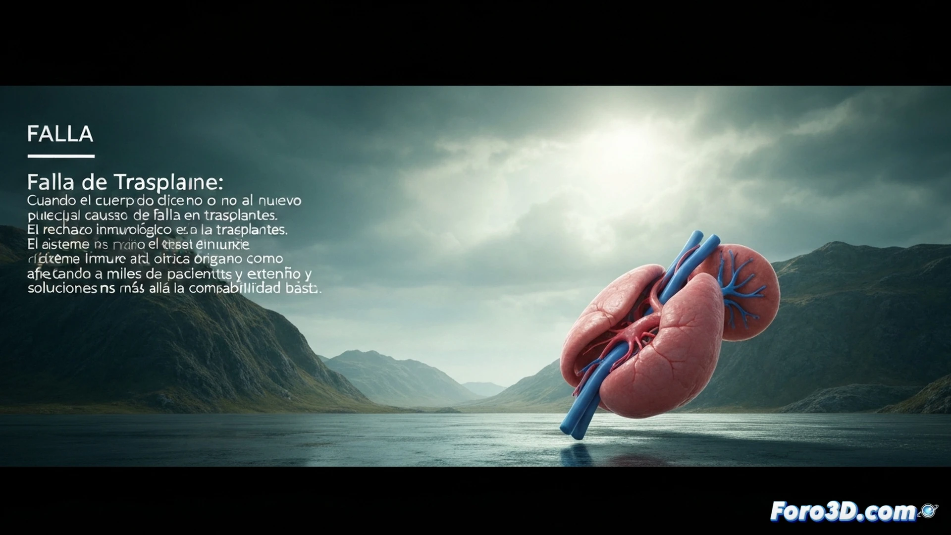 Close-up cinematic visualization of a transplanted kidney being attacked by glowing white immune cells, organ tissue showing signs of inflammation and micro-hemorrhage, surgical sutures visible along the vascular anastomosis, a translucent digital overlay showing elevated cytokine markers and immune activity, photorealistic medical illustration style, dramatic blue and red lighting contrasting healthy and rejecting tissue, hyper-detailed cellular textures, clinical operating room ambiance, sterile metallic retractors in background, realistic human tissue rendering
