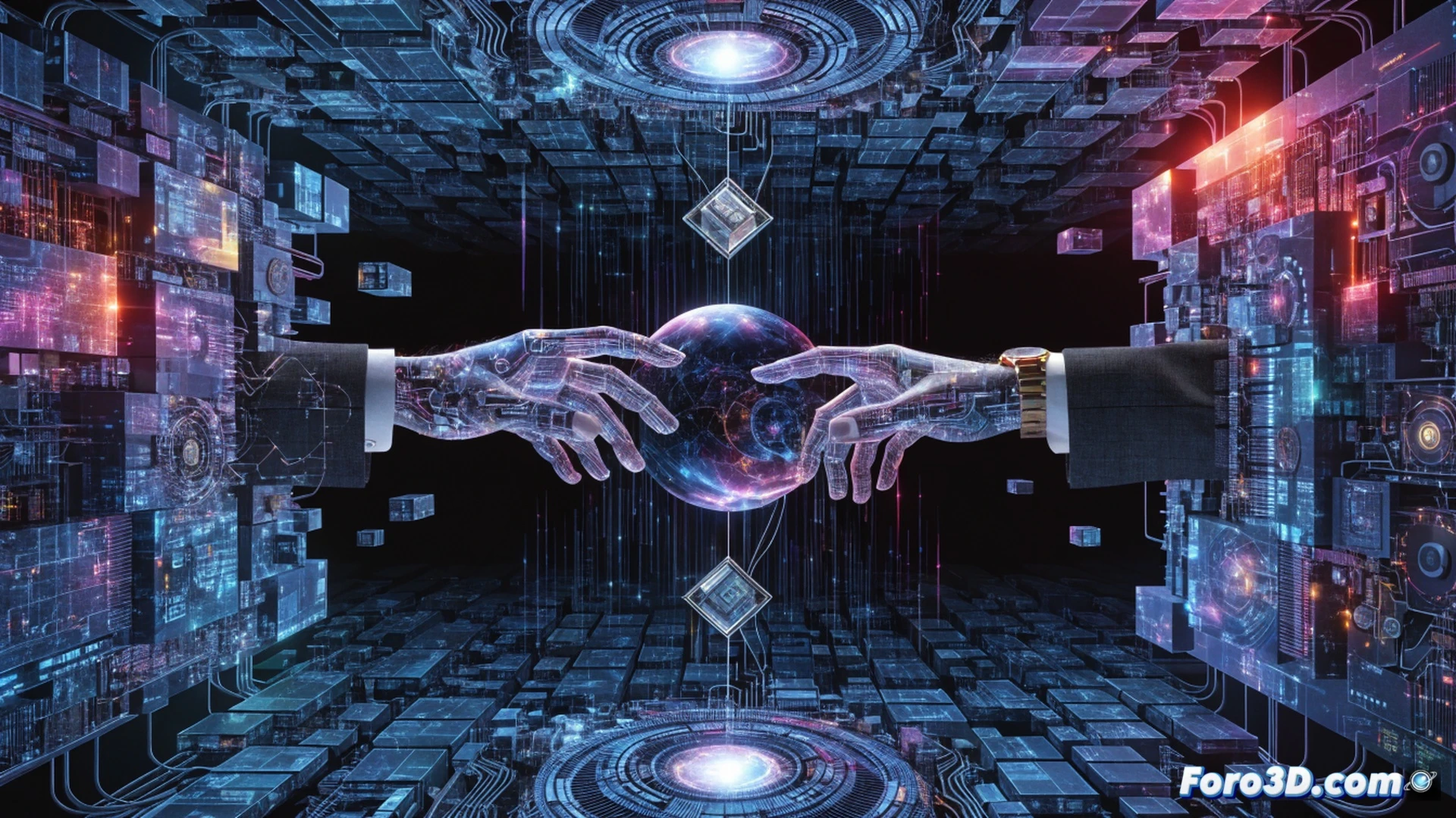 Cinematic photorealistic scene showing a glowing Microsoft 365 Copilot interface on a laptop screen, a single mouse cursor hovering over a malicious link, while a transparent digital chain breaks apart near the cursor, exposing floating email threads, file icons, and authentication tokens drifting outward, a shadowy figure silhouette reaching for the exposed data from the side, dark office background with blue digital particles, dramatic high-contrast lighting, ultra-detailed keyboard and screen reflections, technical cybersecurity illustration style