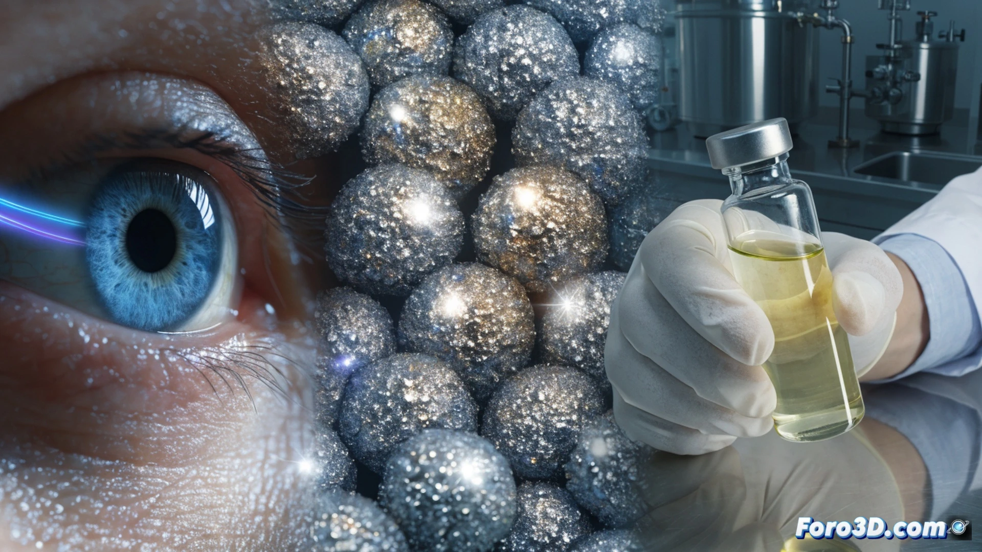 Photorealistic technical illustration of sunscreen molecular structure on skin surface, bemotrizinol molecules forming a protective crystalline barrier layer over human epidermis, UV rays shown as glowing orange particles being reflected and absorbed by the filter, while other chemical sunscreen molecules are shown penetrating deeper into dermal layers, comparison action visible, laboratory petri dish and microscope in background, cinematic macro shot, soft diffused lighting, ultra-detailed skin texture with pores and fine hairs, blue and orange color contrast for safety visualization, no text or numbers, sterile medical aesthetic