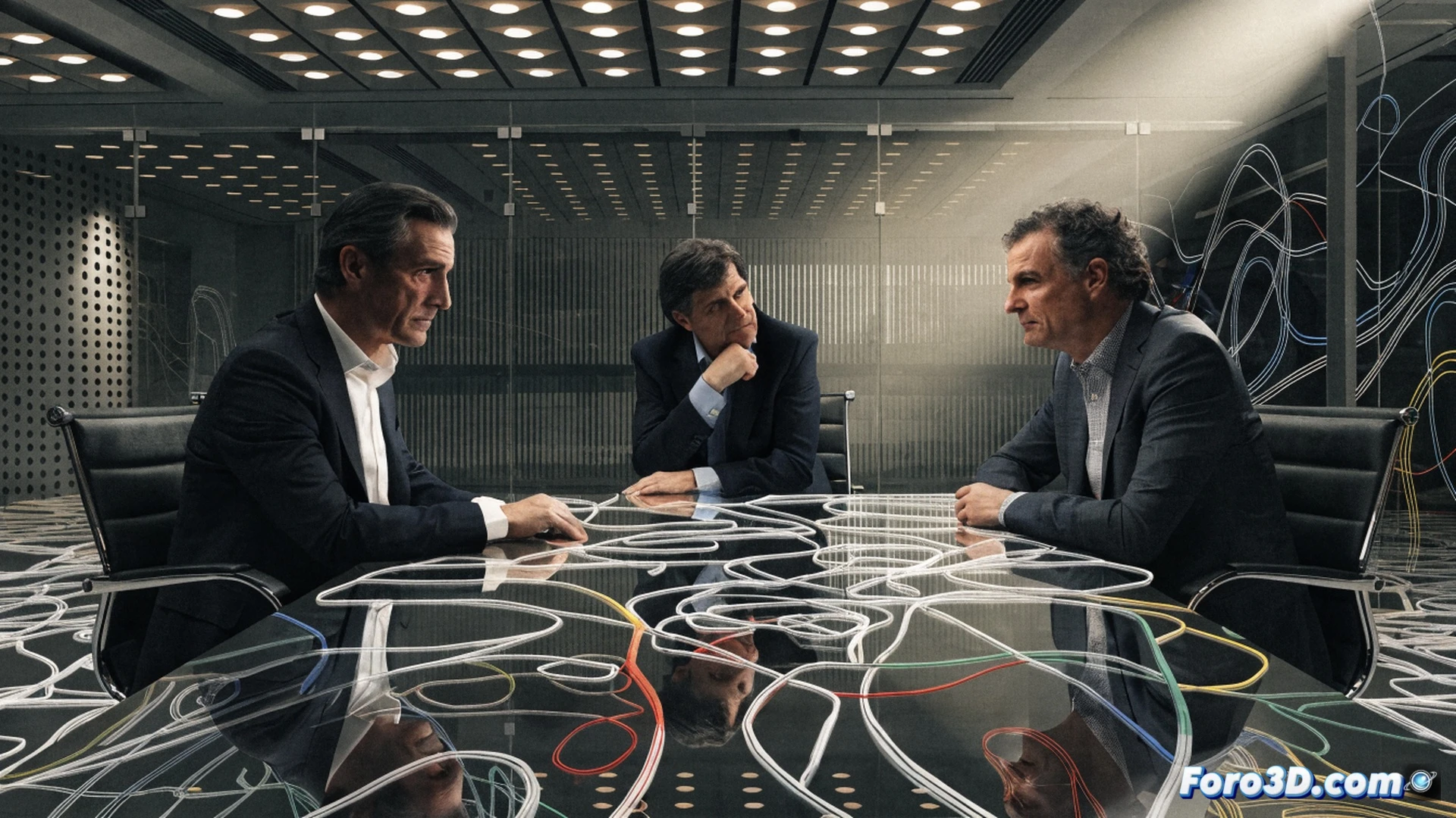 Alberto Núñez Feijóo señalando con gesto firme hacia un mapa político de España en una pantalla táctil gigante, diputados de PNV y Junts observando desde asientos parlamentarios, fondo del Congreso con escaños vacíos, tensión política visualizada mediante líneas rojas de conexión entre grupos parlamentarios, contador de 184 escaños iluminado en rojo sobre la mesa, atmósfera de crisis institucional, estilo cinematográfico técnico, iluminación dramática de foco central, texturas metálicas y de madera pulida, photorealistic political thriller render