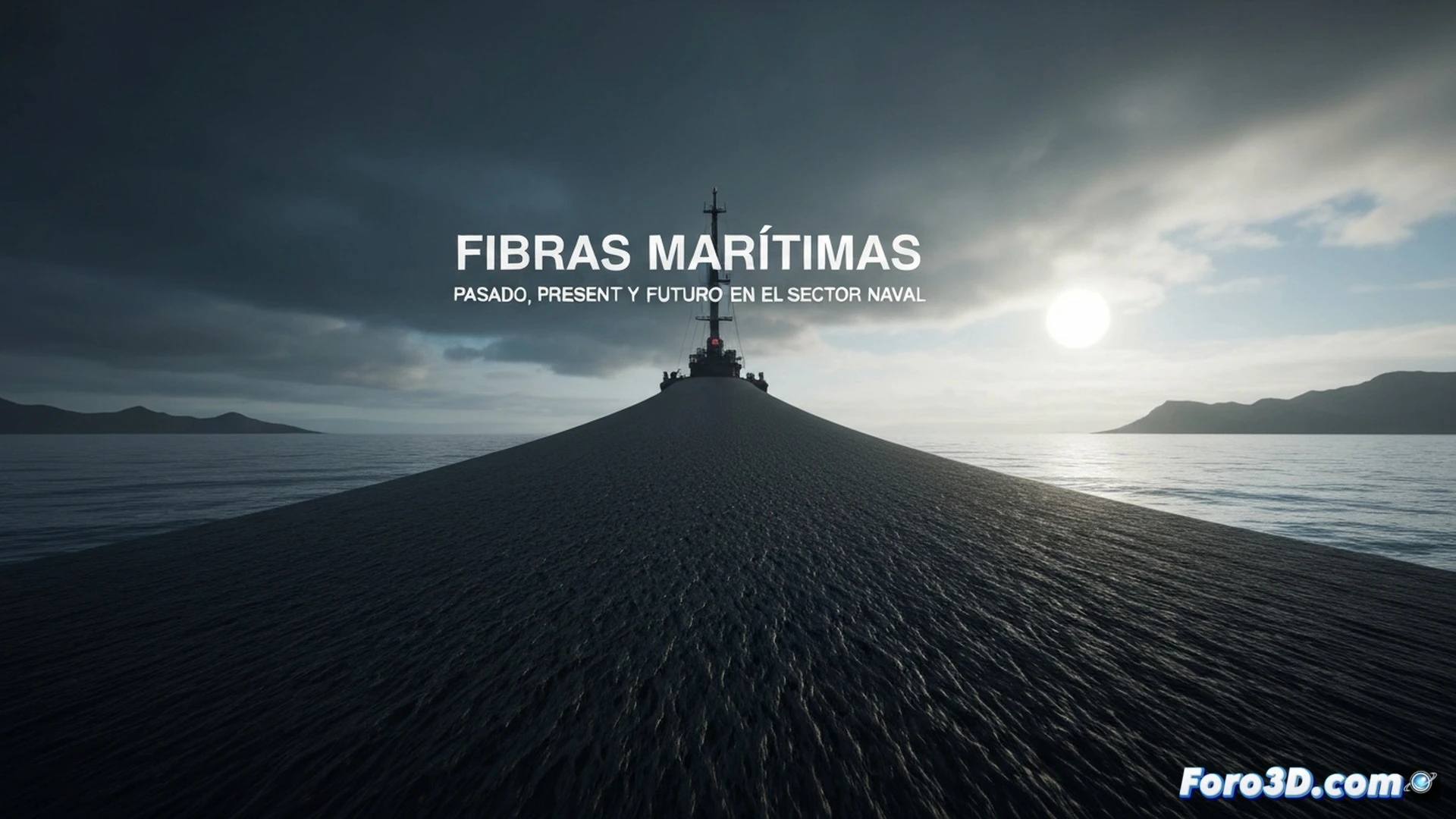 Sección transversal de un casco de barco moderno mostrando capas de fibra de carbono y cáñamo entrelazadas, ingenieros inspeccionando una probeta de material compuesto sometida a prueba de tracción en un laboratorio naval, máquina de ensayos universales aplicando fuerza mientras fibras se tensan y rompen bajo luz azul industrial, pantallas de software CAD con diagramas de tensiones y deformaciones superpuestas, fondo con astillero y grúas, estilo photorealistic technical illustration, iluminación dramática, texturas metálicas y de resina visibles, detalle de microscopio electrónico de fibras en esquina inferior