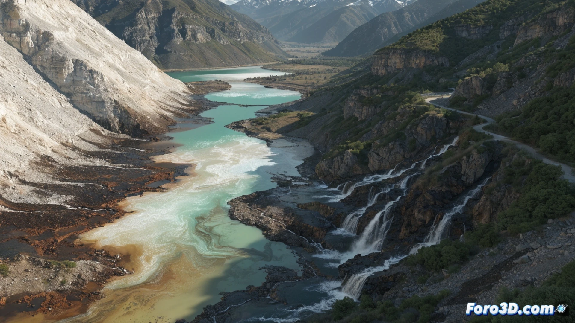 Mina de Aznalcóllar, escombrera con filtraciones de agua contaminada fluyendo hacia el contraembalse del Agrio, metales disueltos visibles como manchas anaranjadas y turbias, ingenieros colocando sensores de caudal y muestreadores automáticos en el terreno, equipo de monitoreo ambiental con pantallas mostrando datos de pH y metales pesados en tiempo real, lluvia intensa cayendo sobre el paisaje minero, tuberías de drenaje y barreras de contención parcialmente saturadas, estilo cinematográfico de ingeniería ambiental, iluminación dramática de tormenta, texturas de roca y lodo ultrarealistas, render fotorrealista técnico.