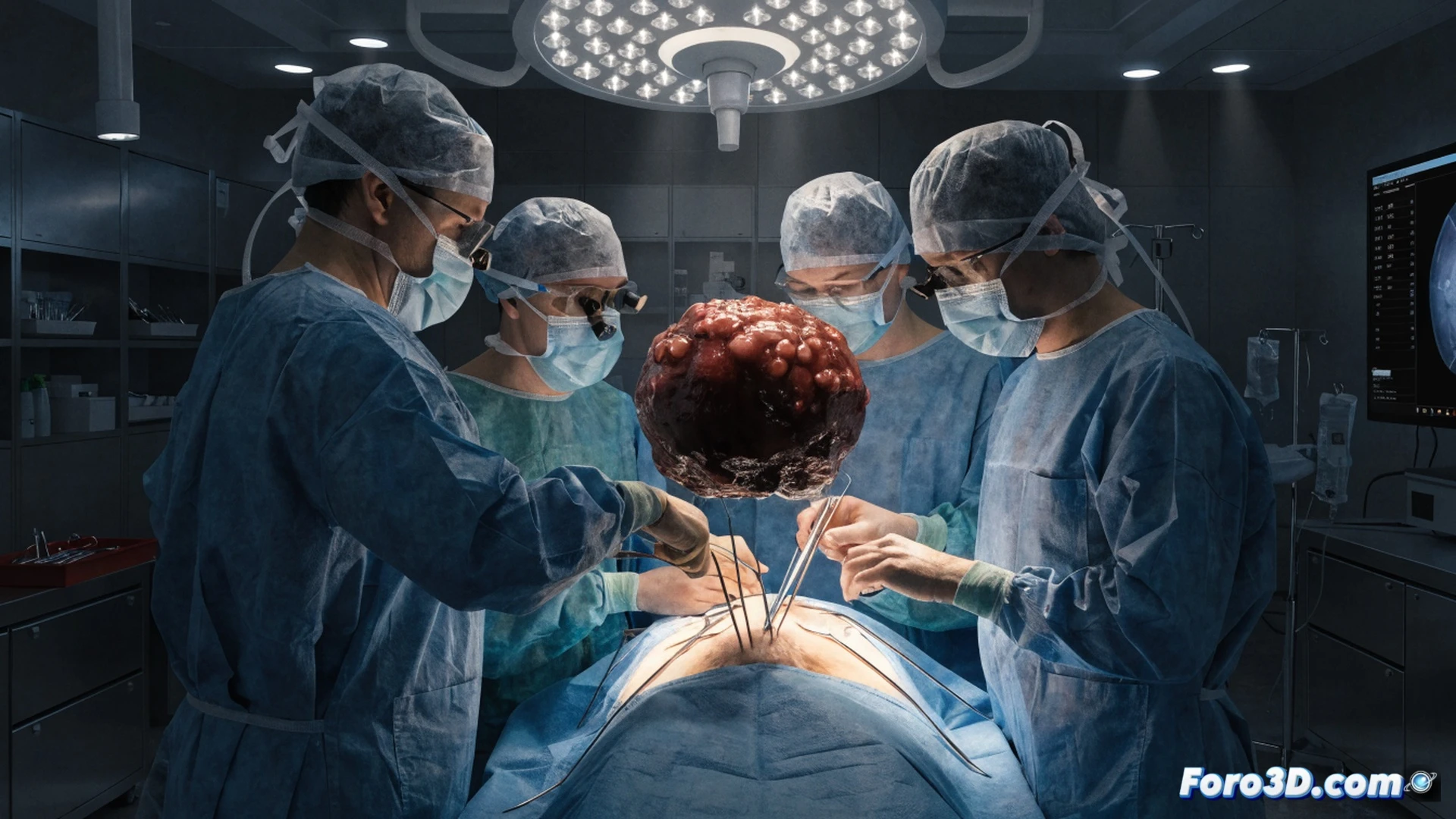 hospital corridor, medical team in scrubs standing near an empty operating room door, surgical lights off, monitor screens showing cancelled surgery schedules, a surgeon holding a tablet with a list of 603 postponed procedures, patient appointment board with rescheduled dates, paperwork on a desk, slight tension in body language, cinematic photorealistic style, cool blue and white clinical lighting, sterile environment, detailed medical equipment, IV stands, anesthesia machine in background, realistic textures, dramatic shadows, documentary photography aesthetic